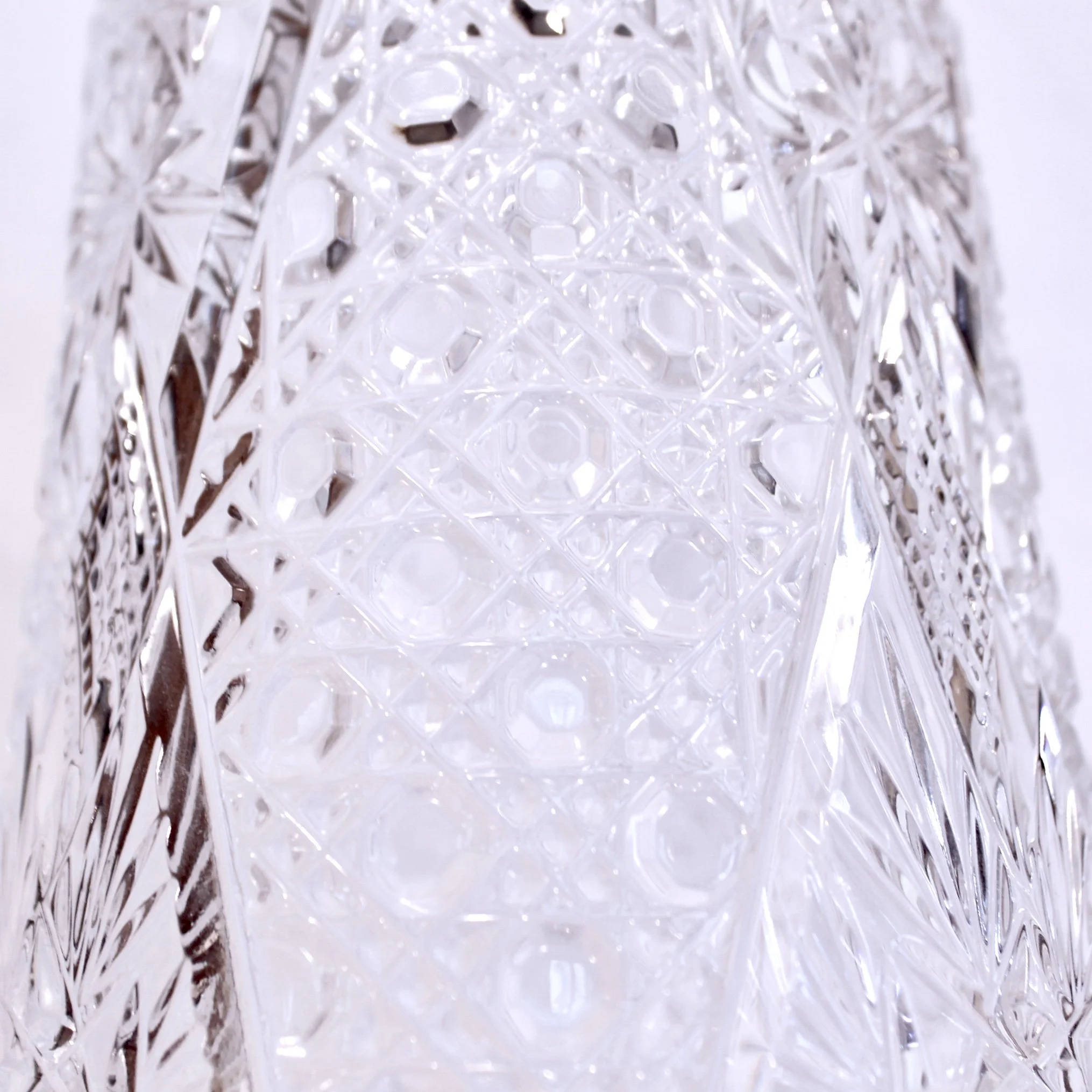 American Brilliant Cut Style Moulded Tall Glass Vase