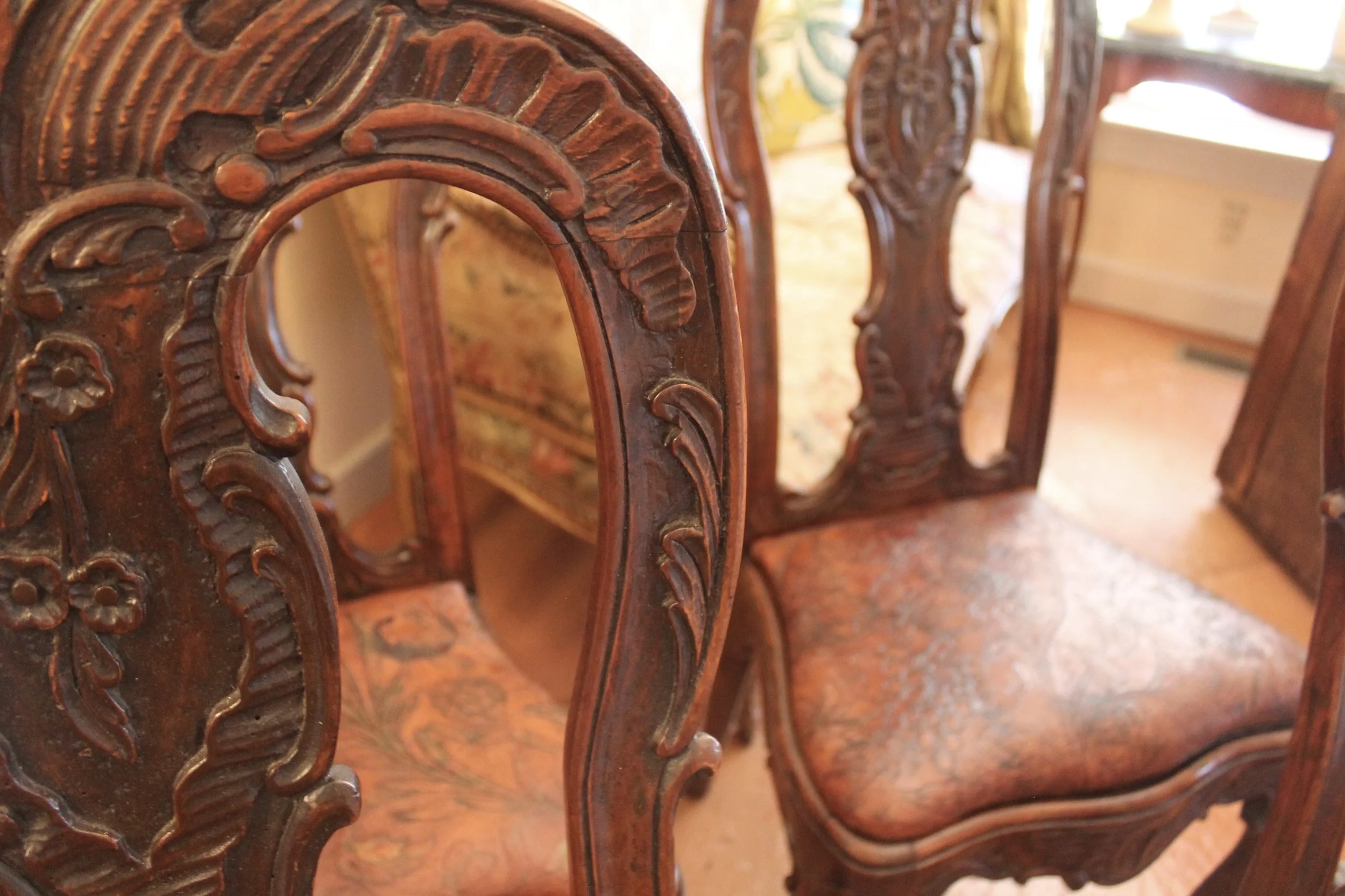 Portuguese or Spanish Rococo Dining Chairs- set of six