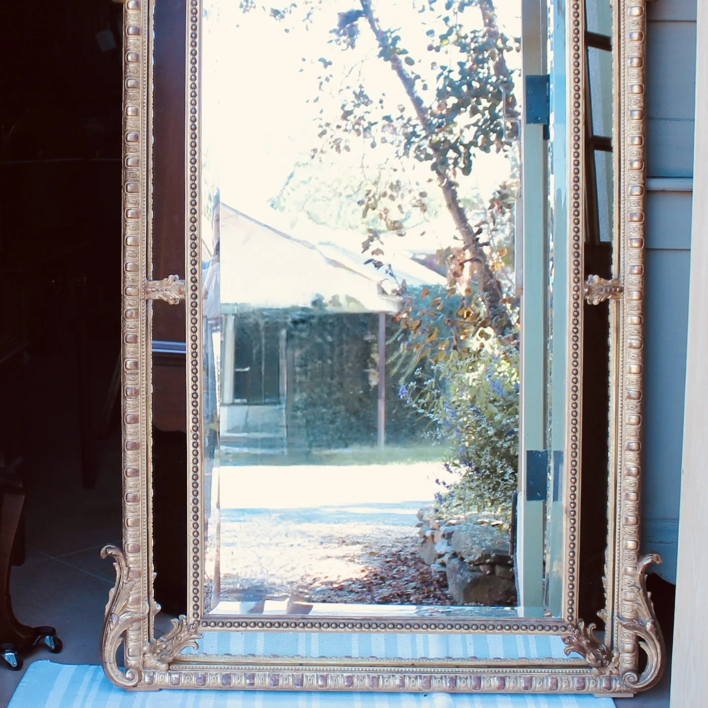 Large French Rococo Gilt Borderglass Pier Mirror