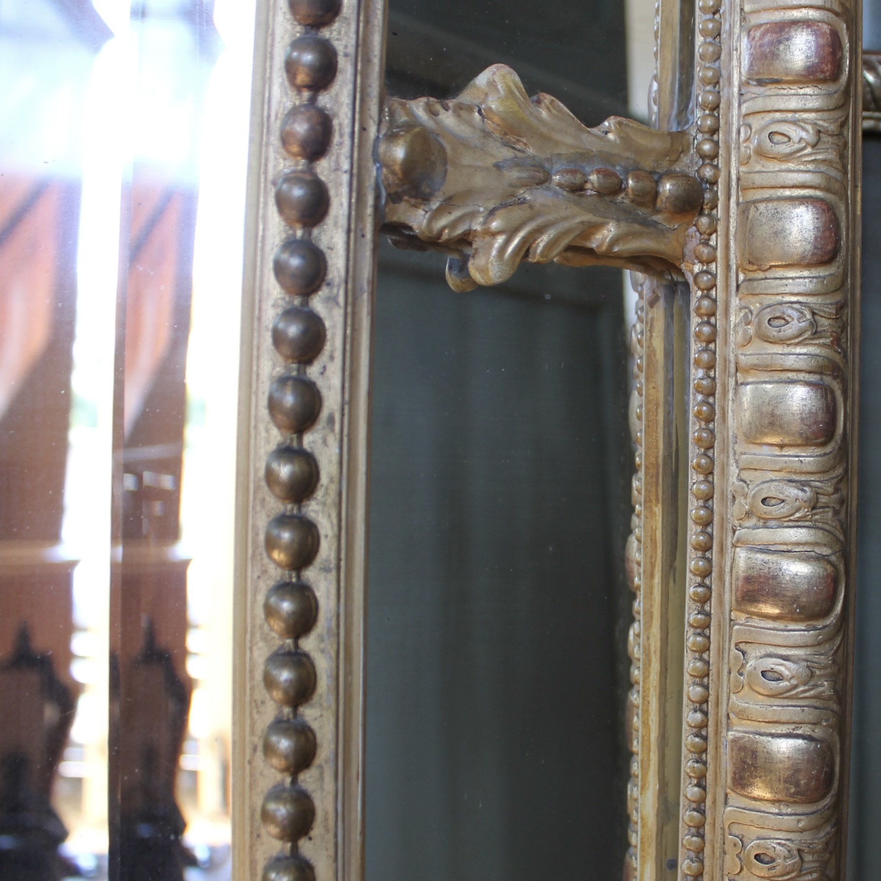 Large French Rococo Gilt Borderglass Pier Mirror