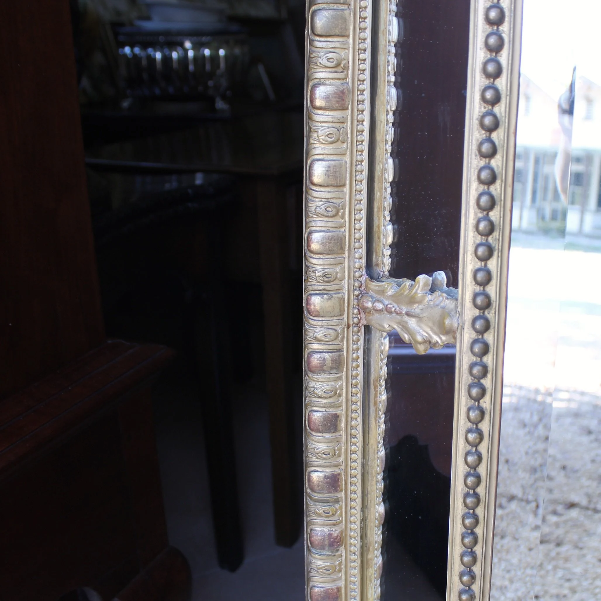 Large French Rococo Gilt Borderglass Pier Mirror