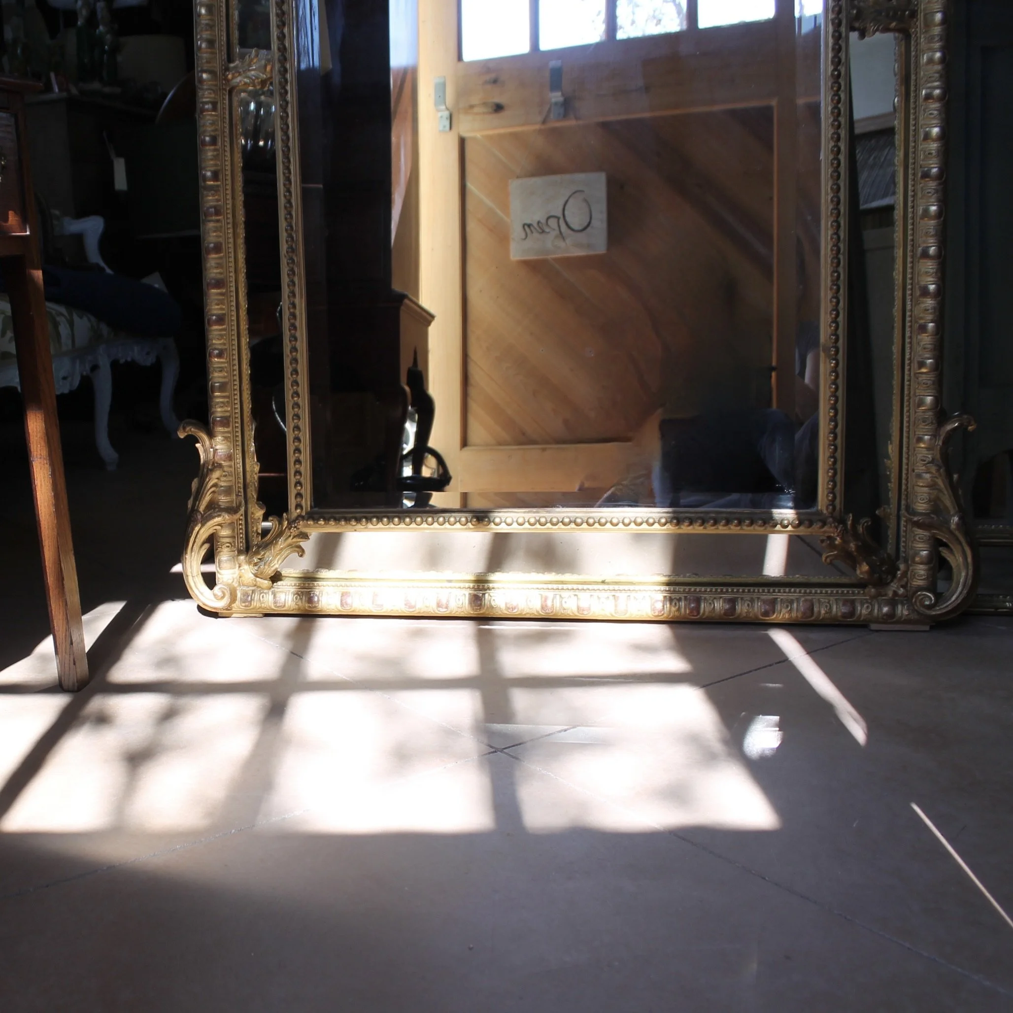 Large French Rococo Gilt Borderglass Pier Mirror