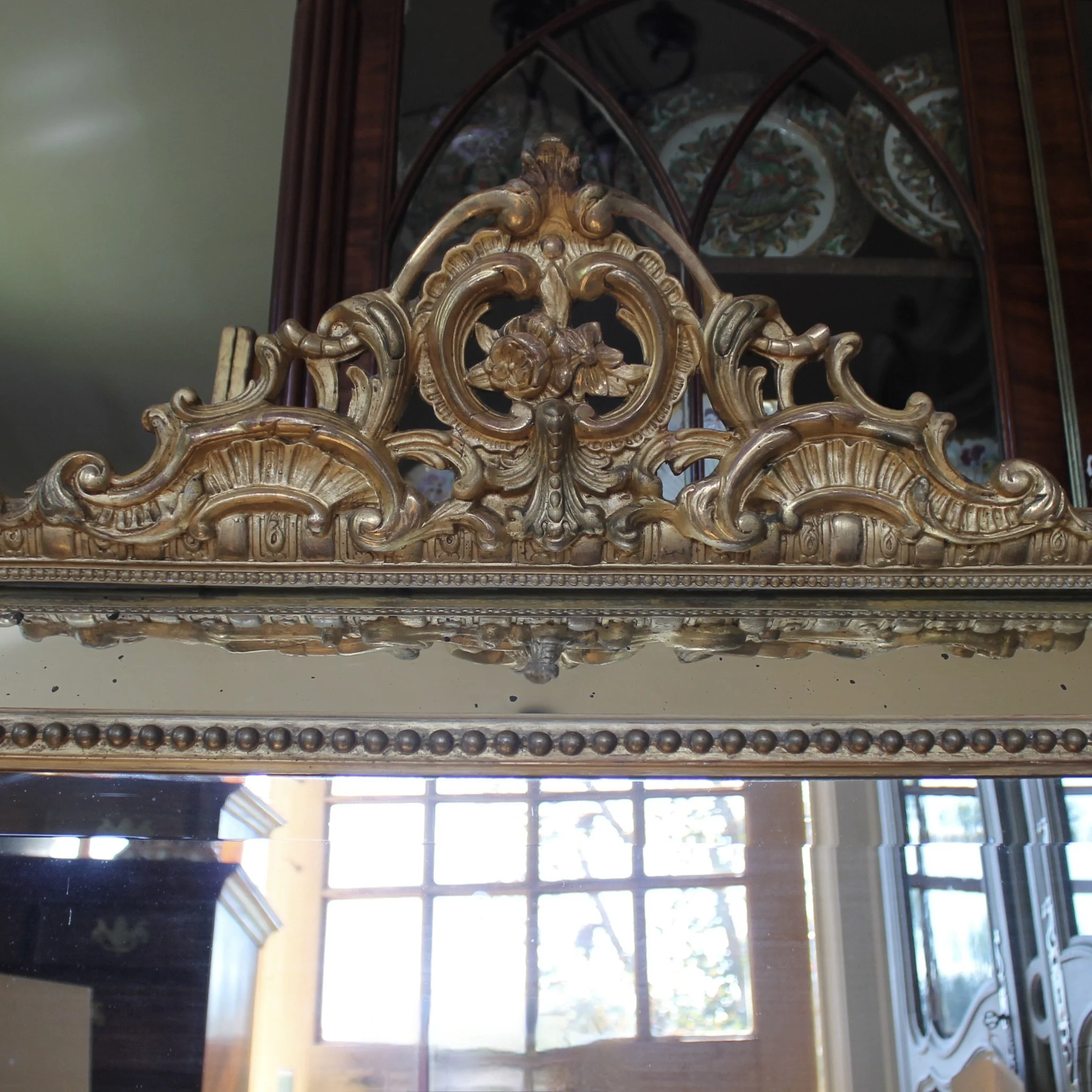 Large French Rococo Gilt Borderglass Pier Mirror