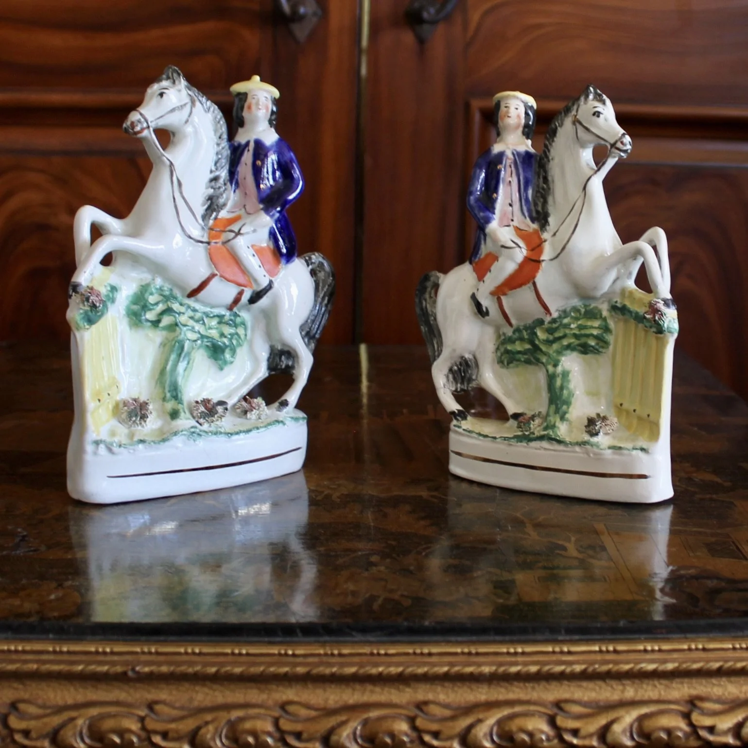 Pair of Staffordshire Gentlemen Figures on Horseback