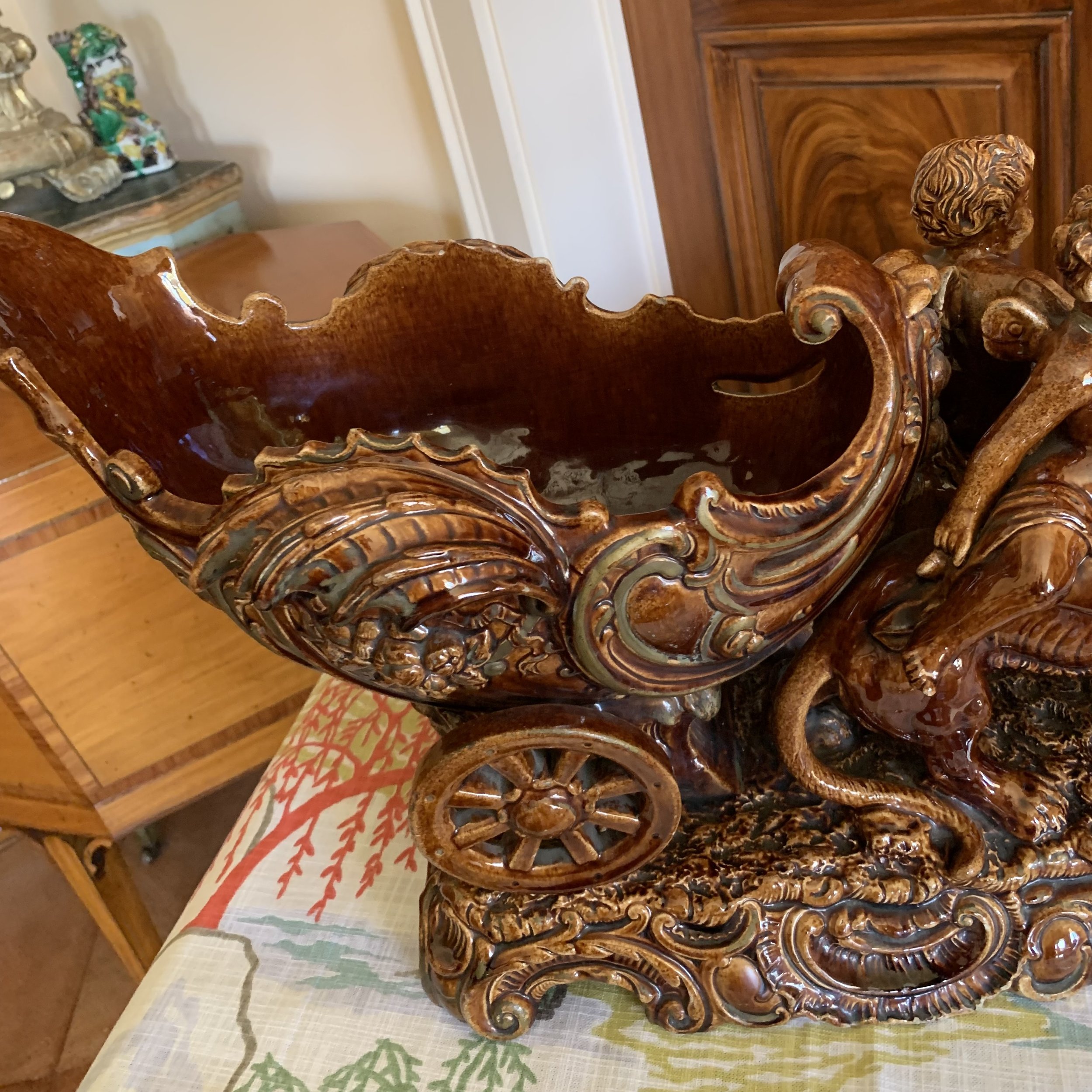 Large Rockingham Treacle Ware Pottery Centerpiece