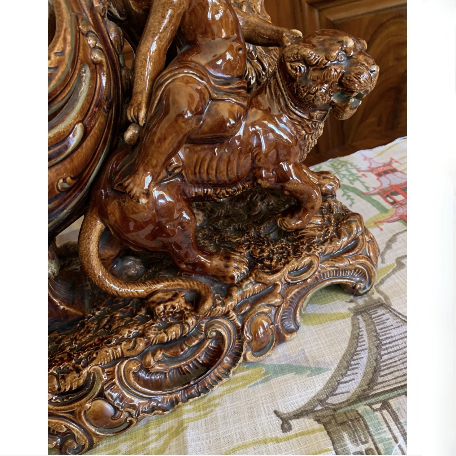 Large Rockingham Treacle Ware Pottery Centerpiece