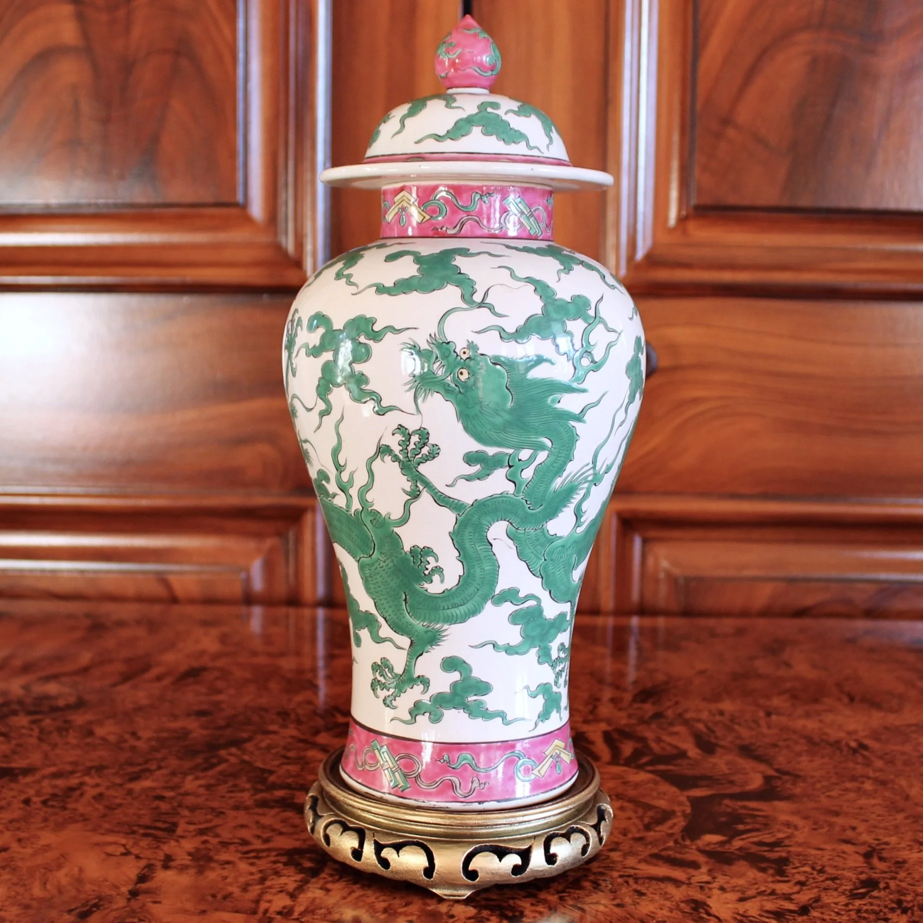 Green Dragon Chinese Porcelain Ginger Jar