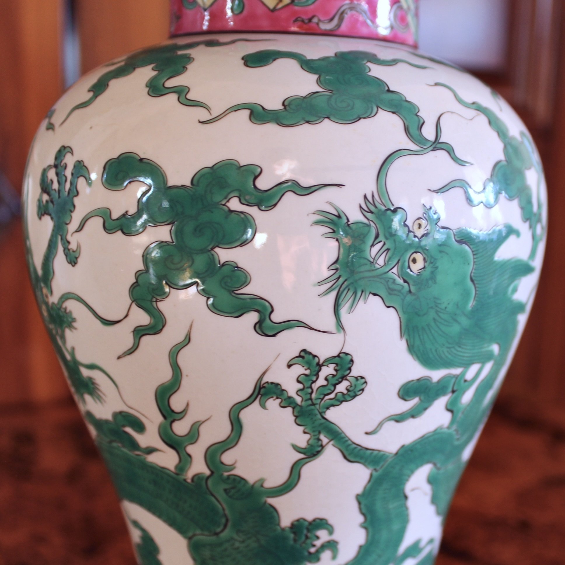 Green Dragon Chinese Porcelain Ginger Jar