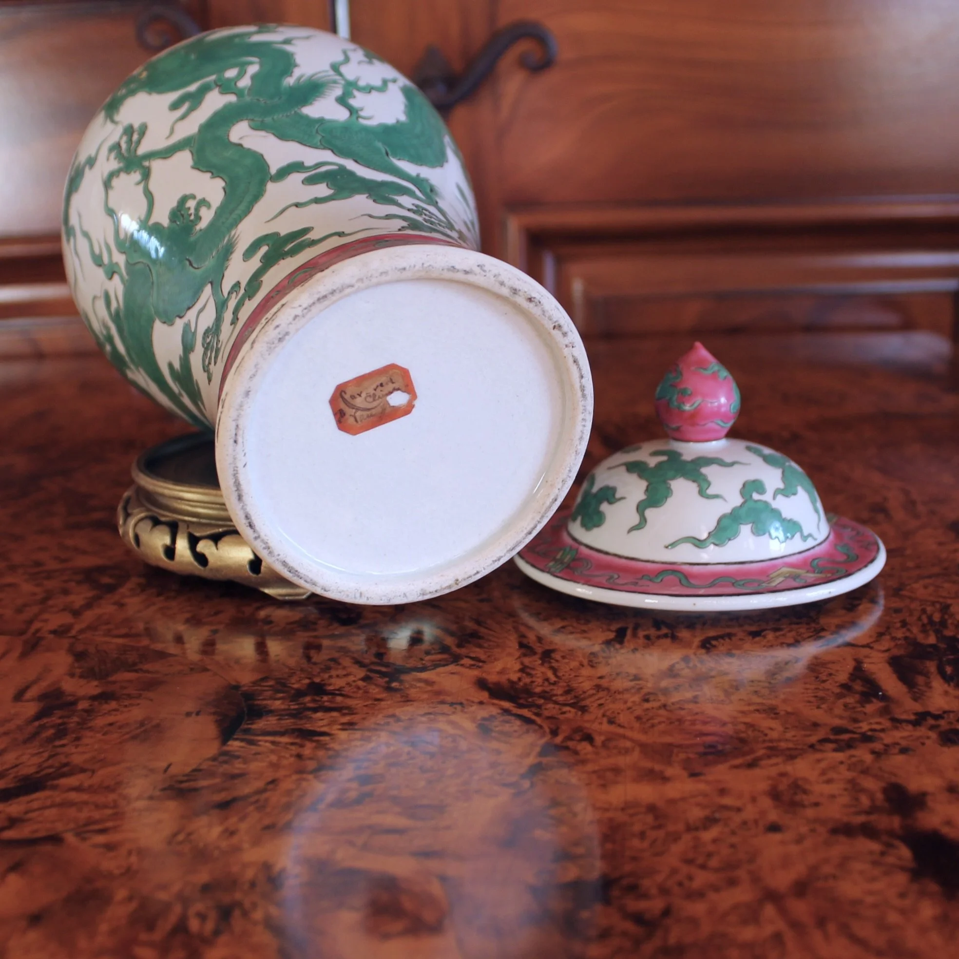 Green Dragon Chinese Porcelain Ginger Jar