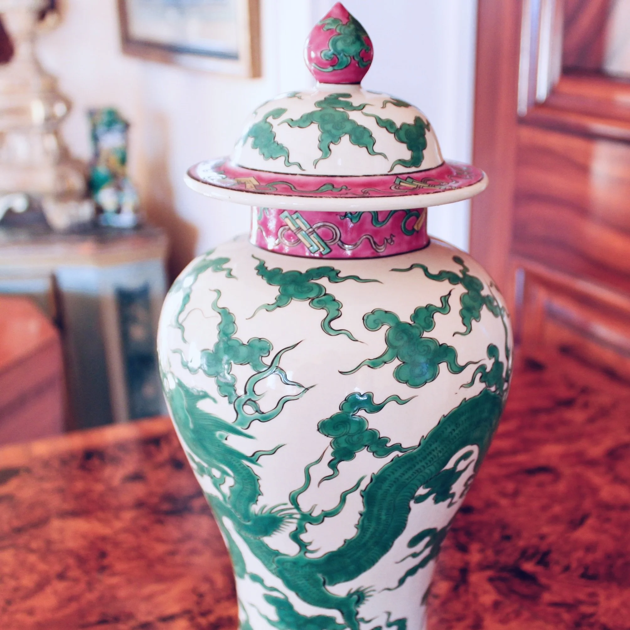 Green Dragon Chinese Porcelain Ginger Jar