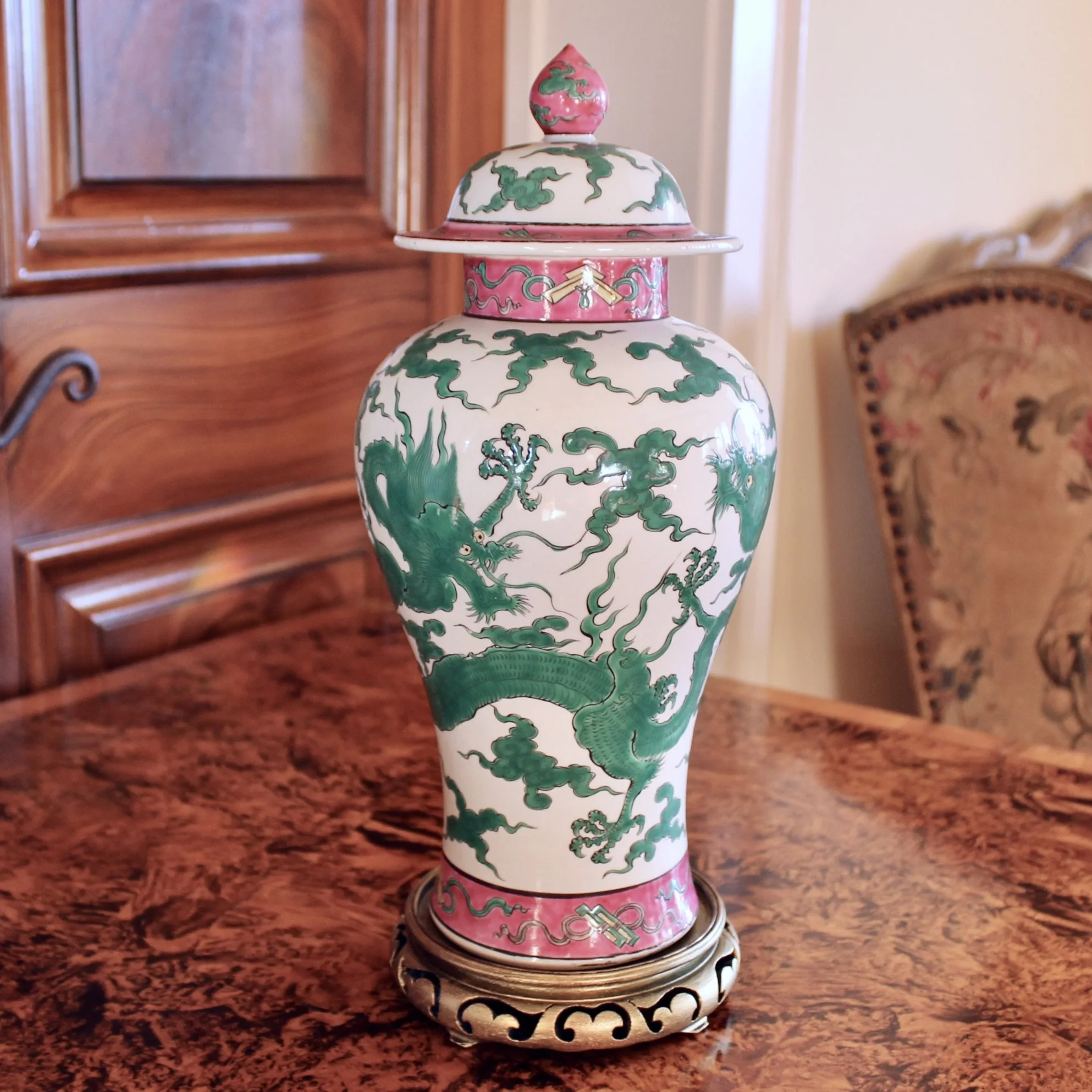 Green Dragon Chinese Porcelain Ginger Jar