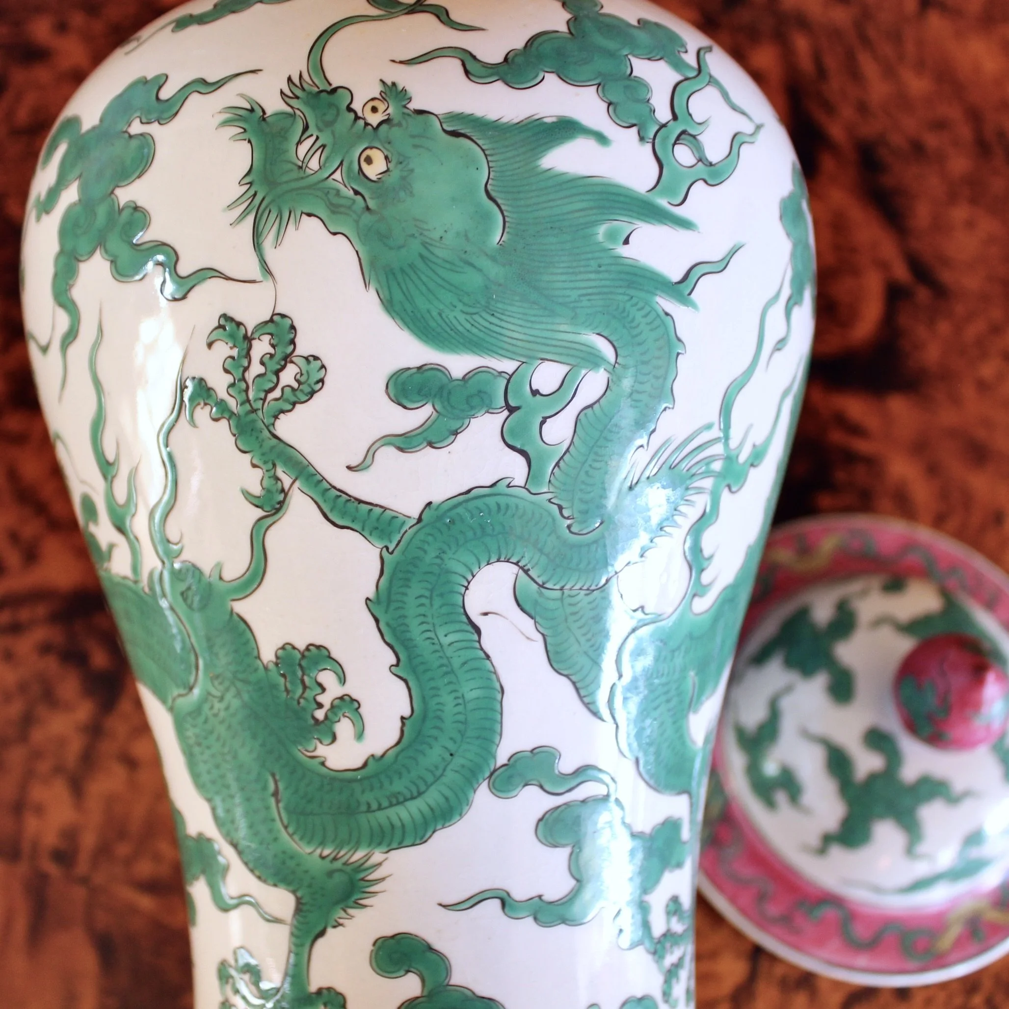 Green Dragon Chinese Porcelain Ginger Jar
