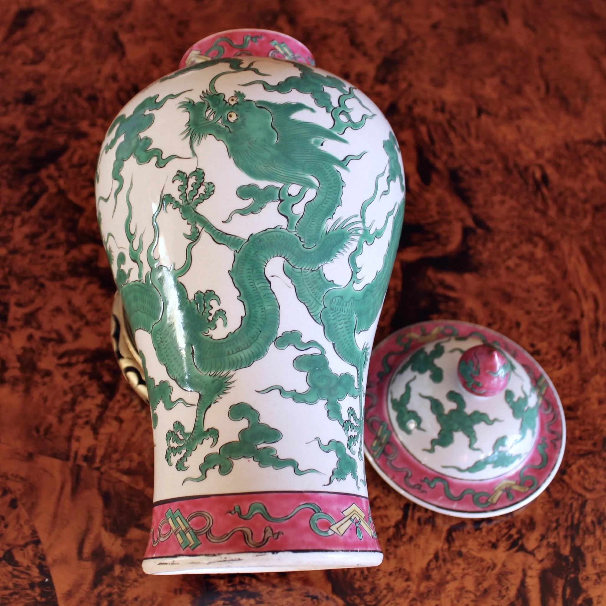 Green Dragon Chinese Porcelain Ginger Jar