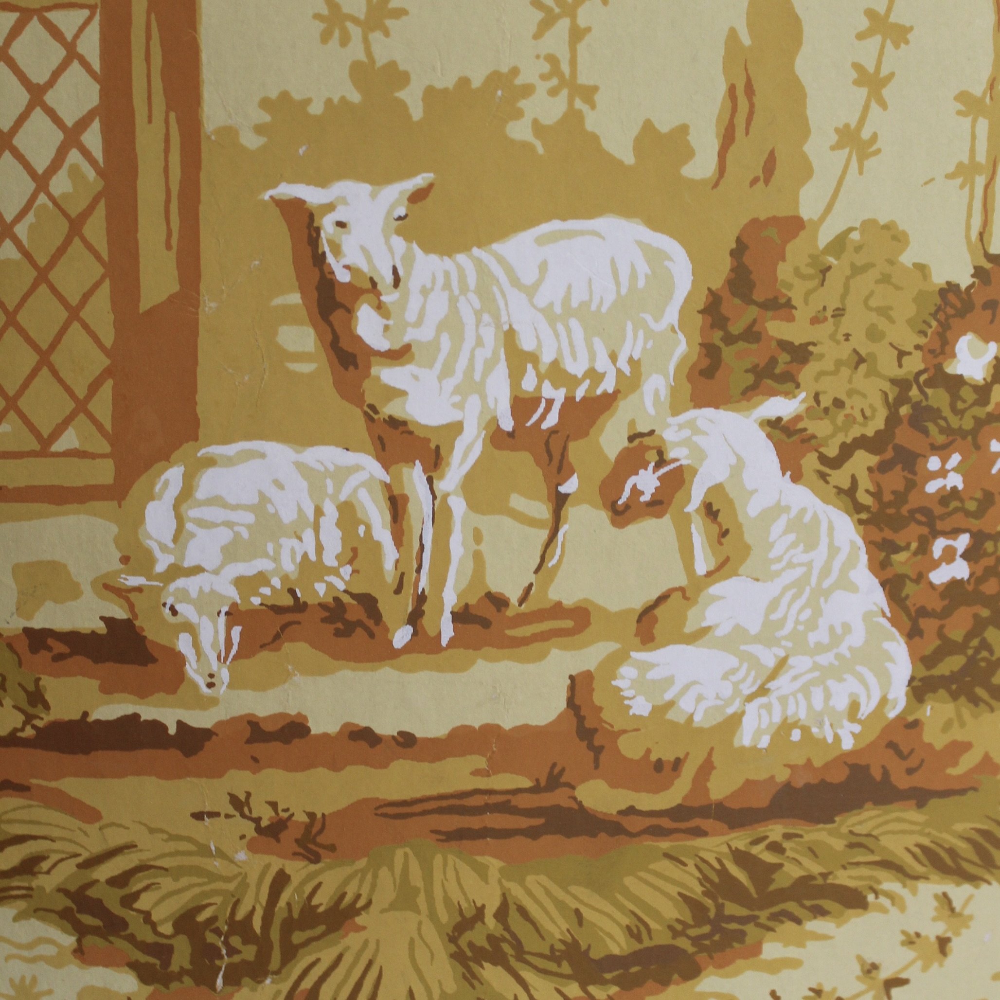 American Chartreuse Scenic Wallpaper Vintage Bandbox