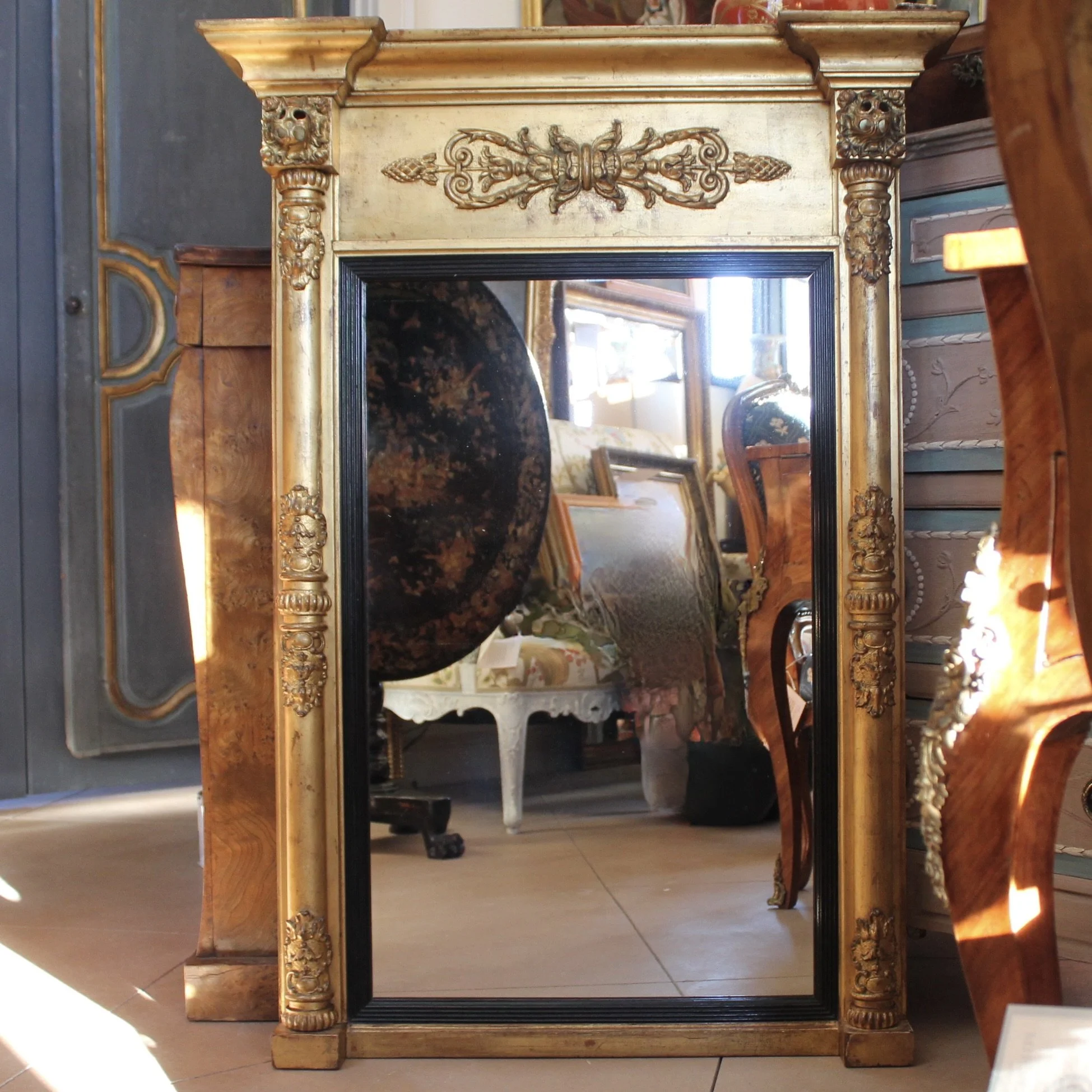 Large Swedish Giltwood Tabernacle Pier Mirror