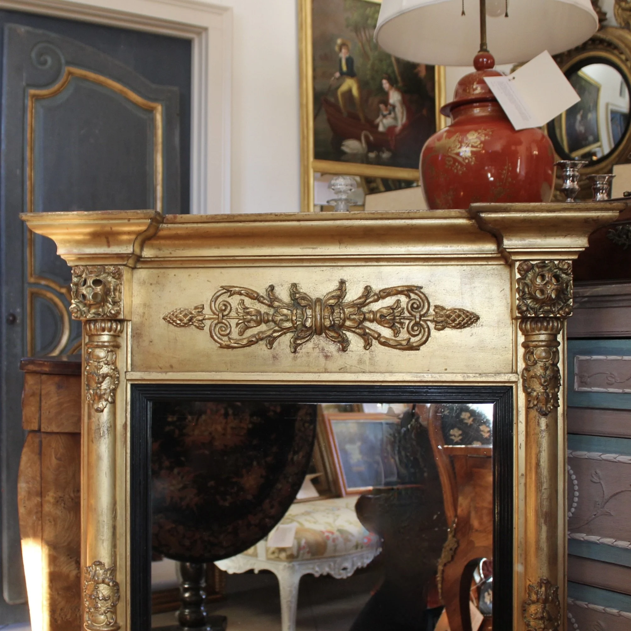 Large Swedish Giltwood Tabernacle Pier Mirror