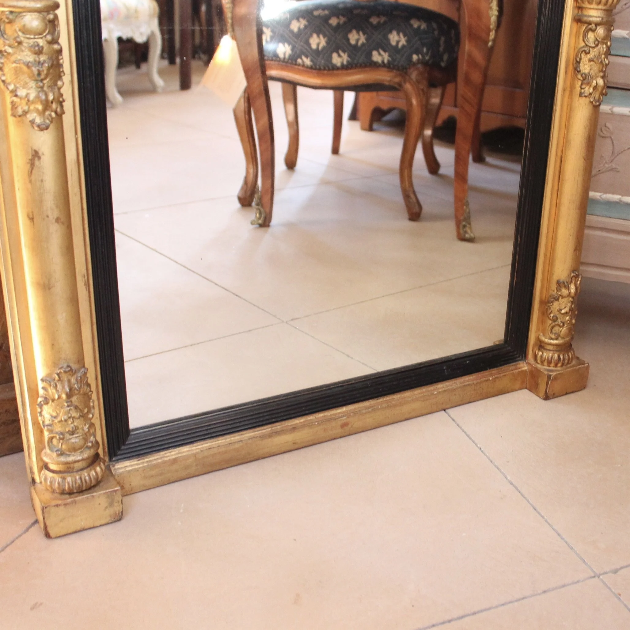 Large Swedish Giltwood Tabernacle Pier Mirror