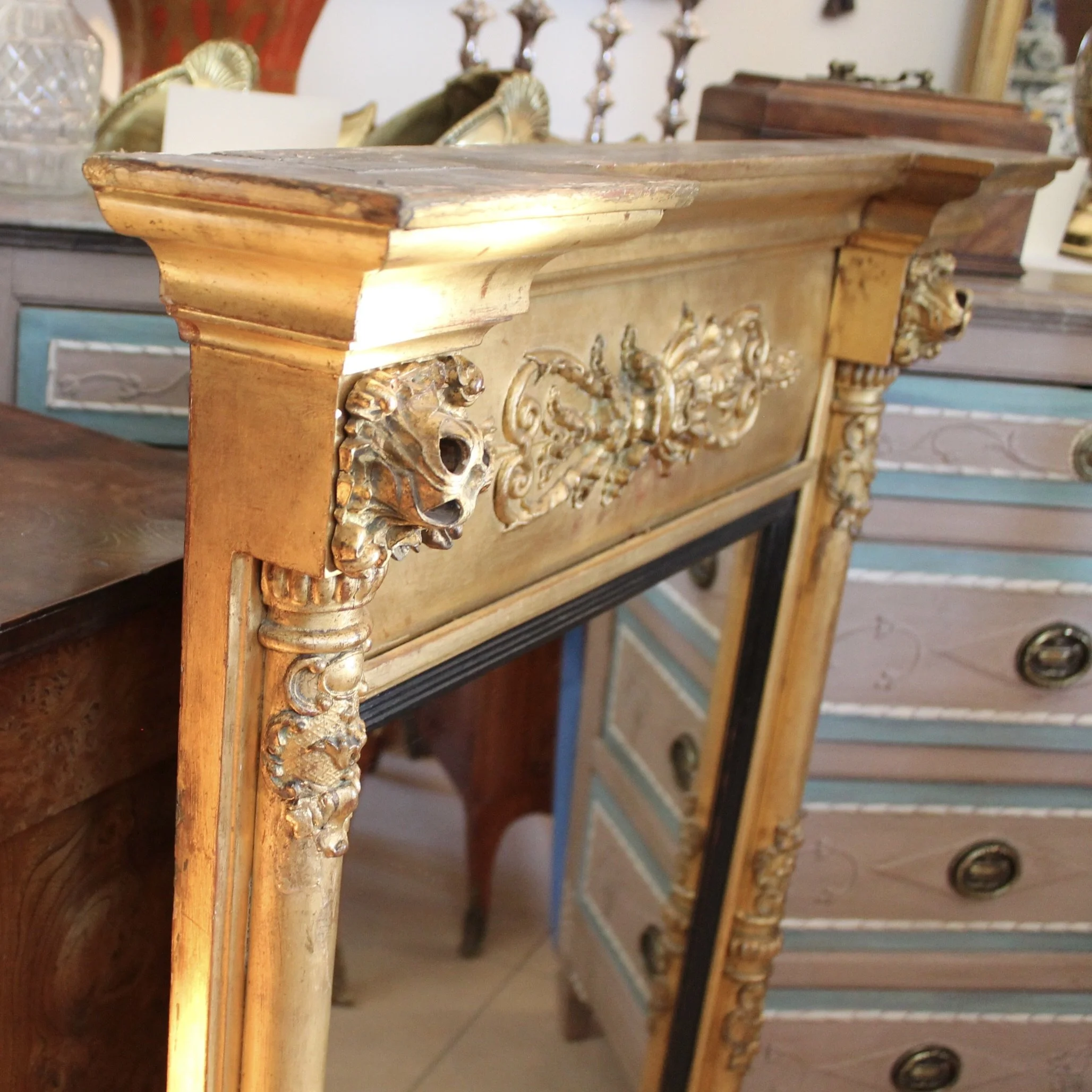 Large Swedish Giltwood Tabernacle Pier Mirror