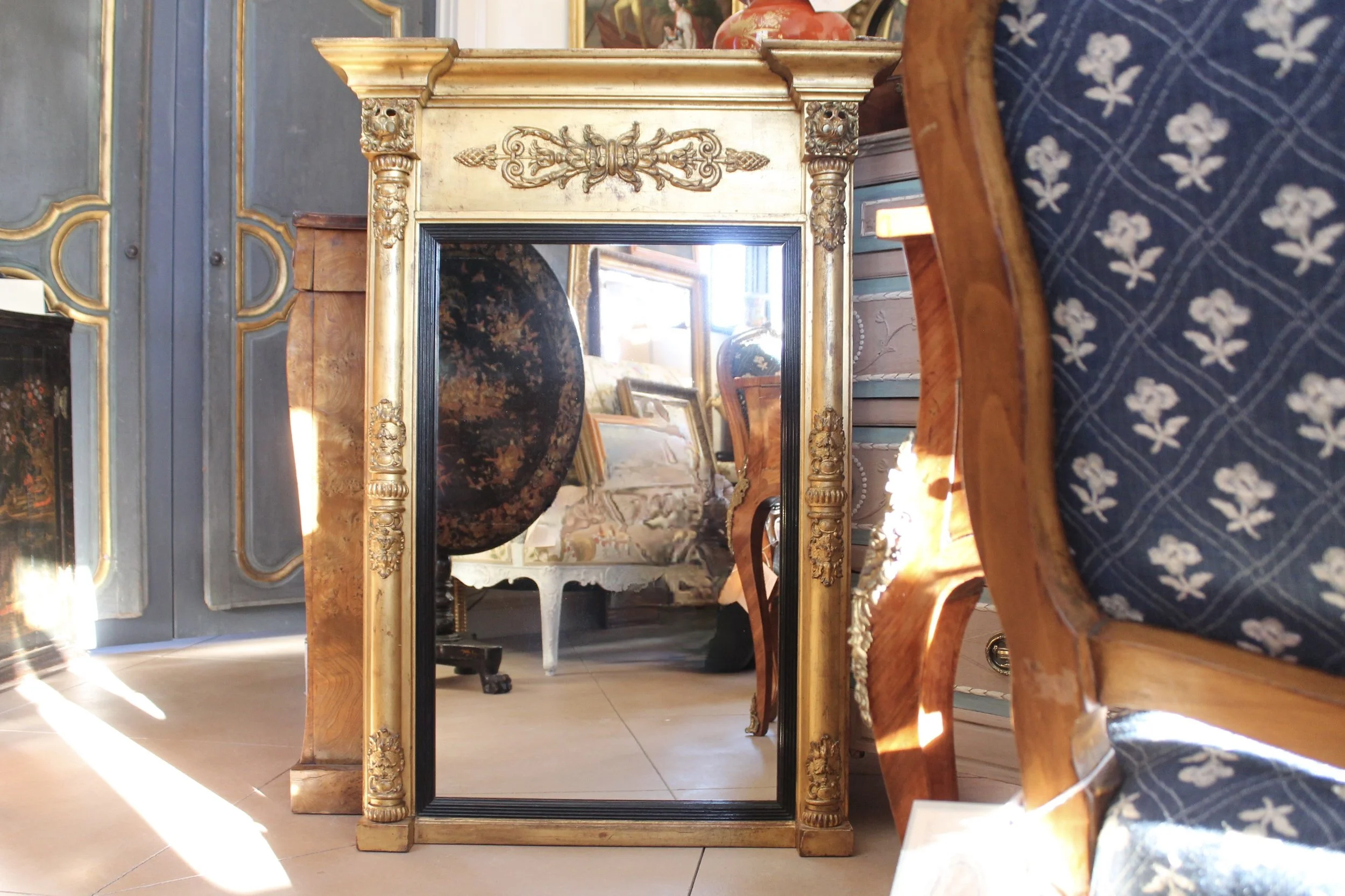 Large Swedish Giltwood Tabernacle Pier Mirror