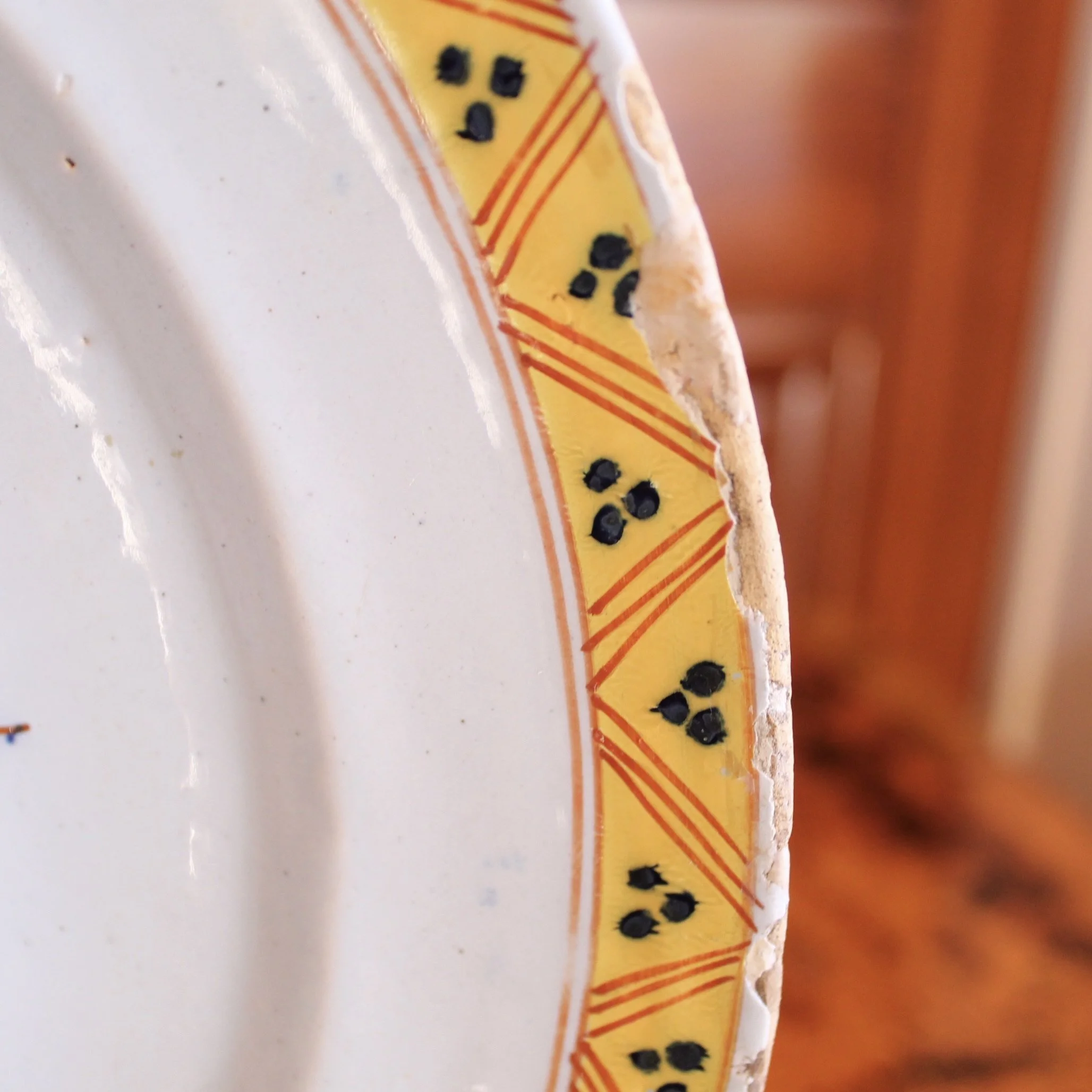 Large English Delft Charger with Parrot- 18th Century