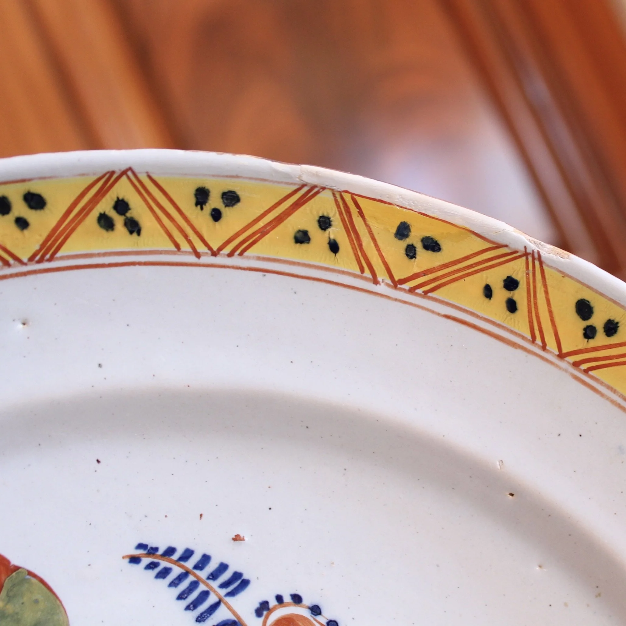 Large English Delft Charger with Parrot- 18th Century