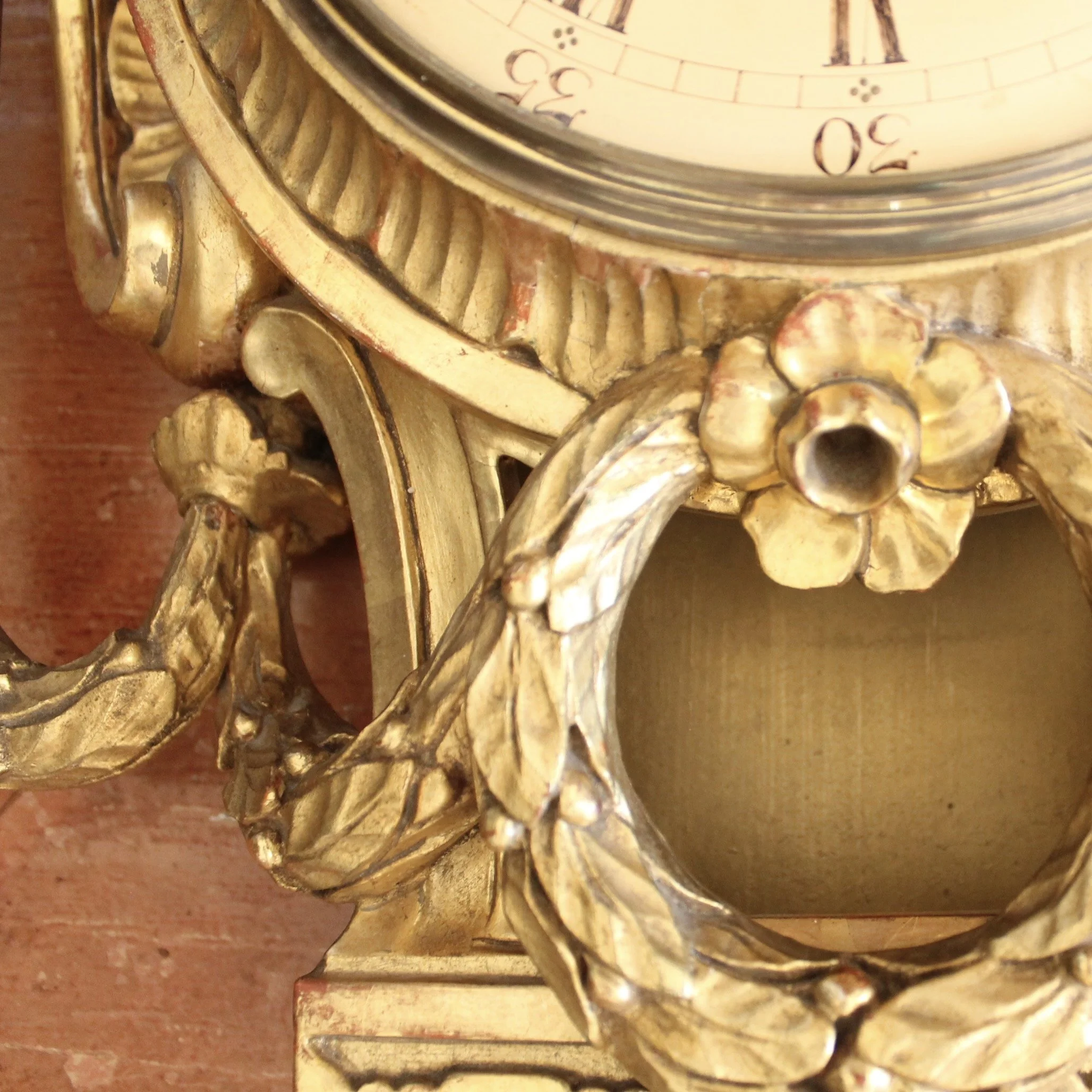 Swedish Gustavian Style Gilt Wood Cartel Clock, Georg Jensen Inc.