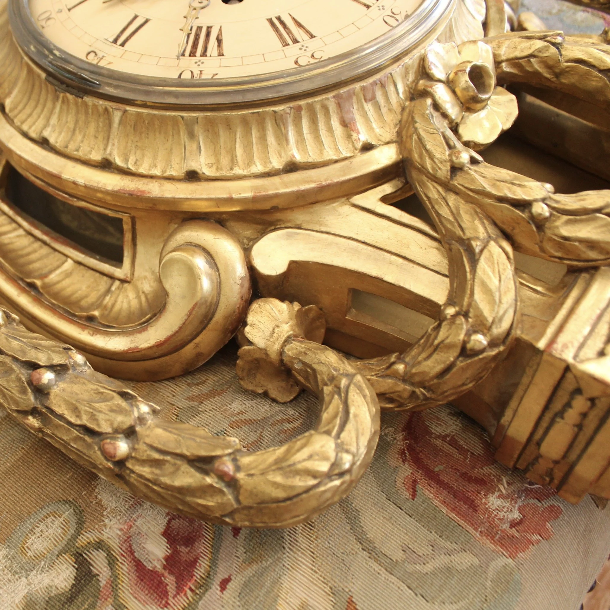 Swedish Gustavian Style Gilt Wood Cartel Clock, Georg Jensen Inc.