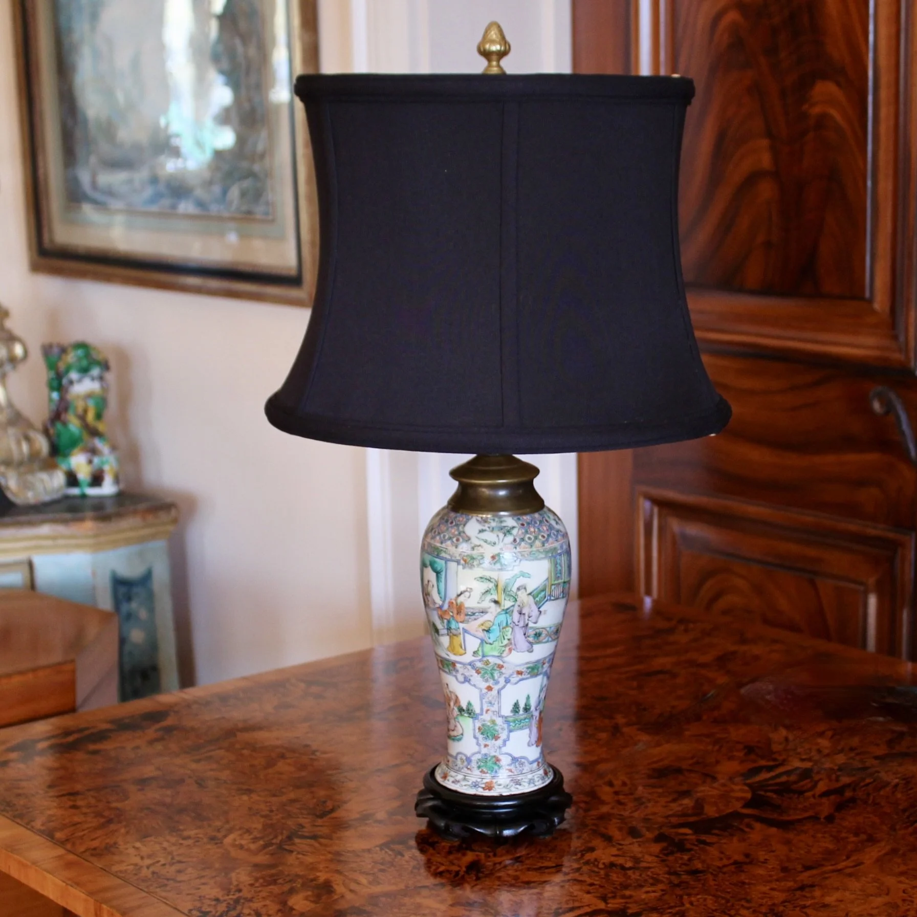 Chinese Export Porcelain Famille Verte Lamp, 19th Century