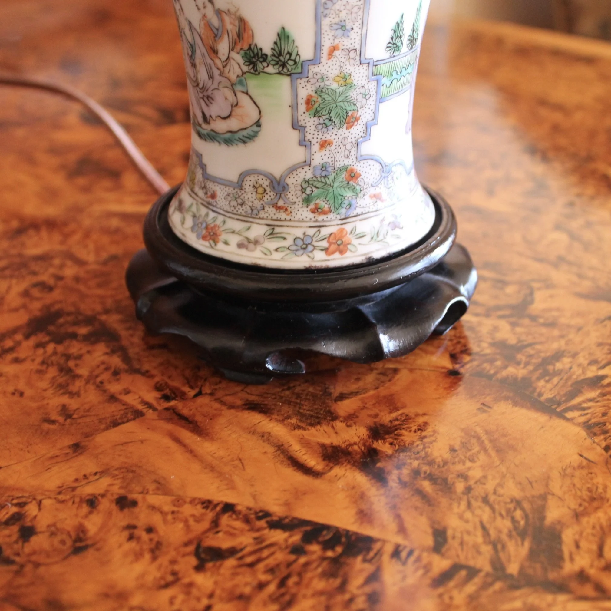 Chinese Export Porcelain Famille Verte Lamp, 19th Century