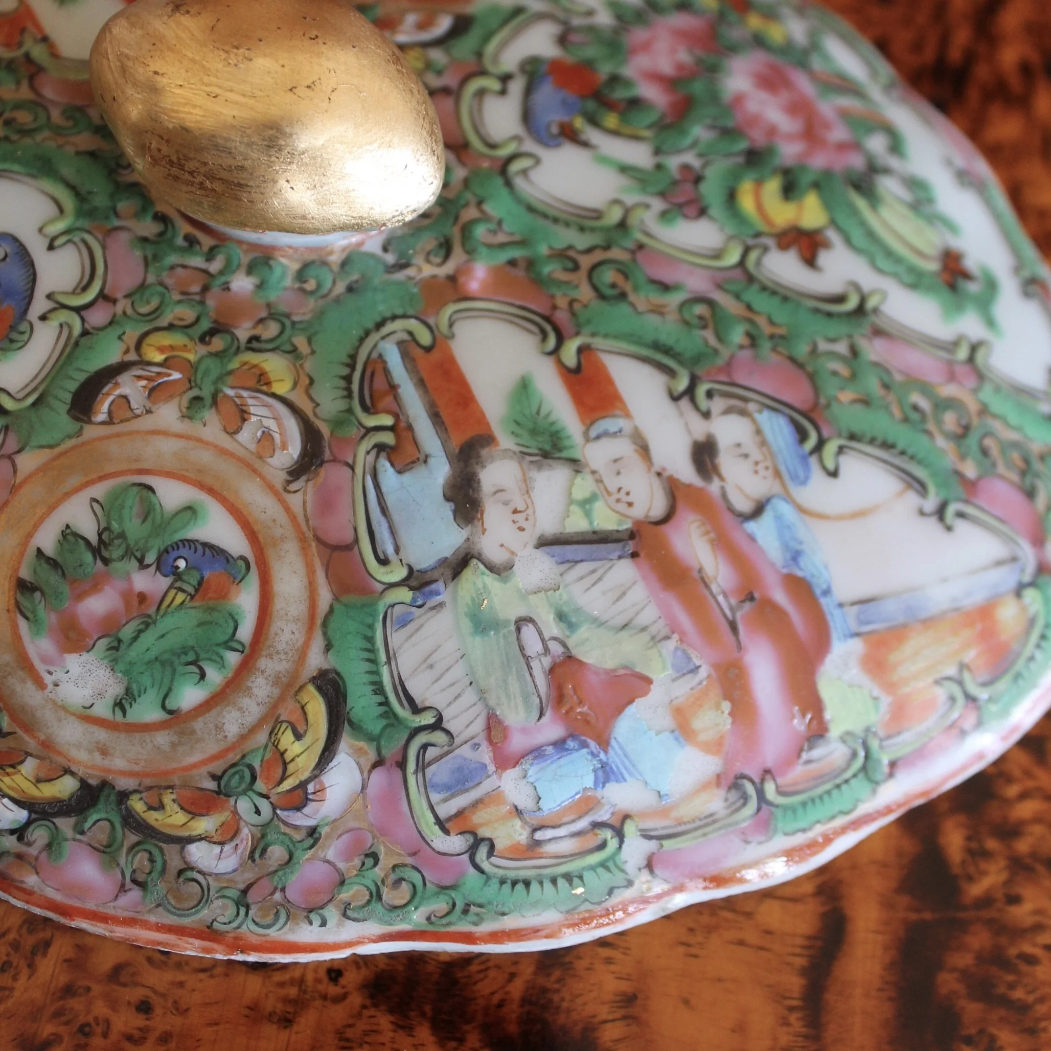 Rose Medallion Porcelain Covered Vegetable Dish