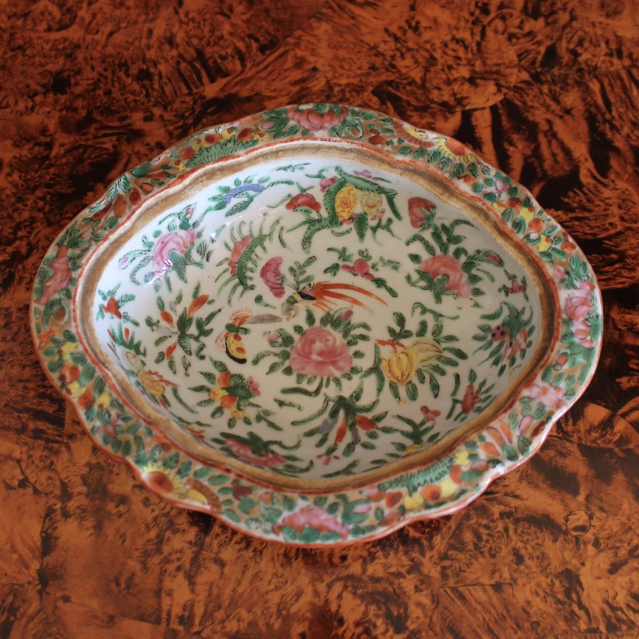 Rose Medallion Porcelain Covered Vegetable Dish