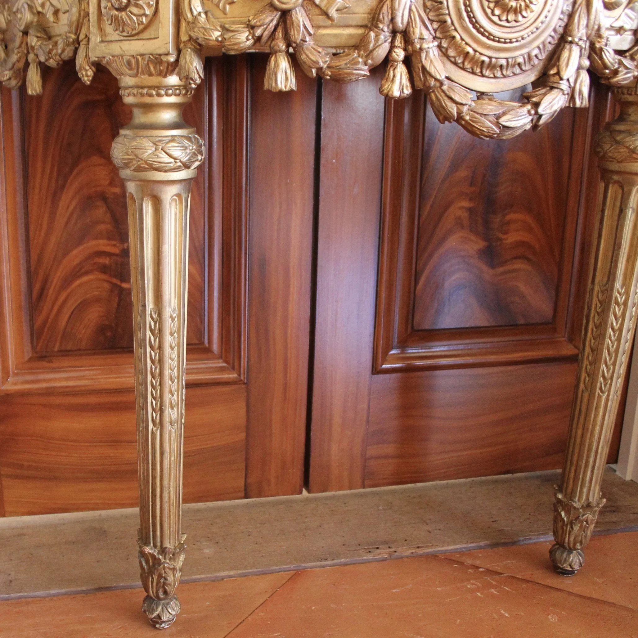 Italian Neoclassical Demilune Giltwood Console Table