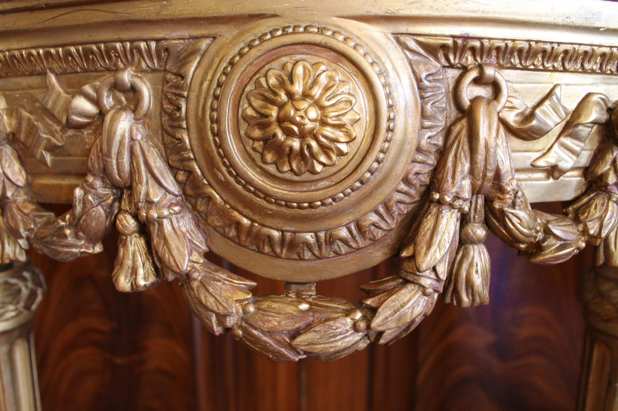 Italian Neoclassical Demilune Giltwood Console Table