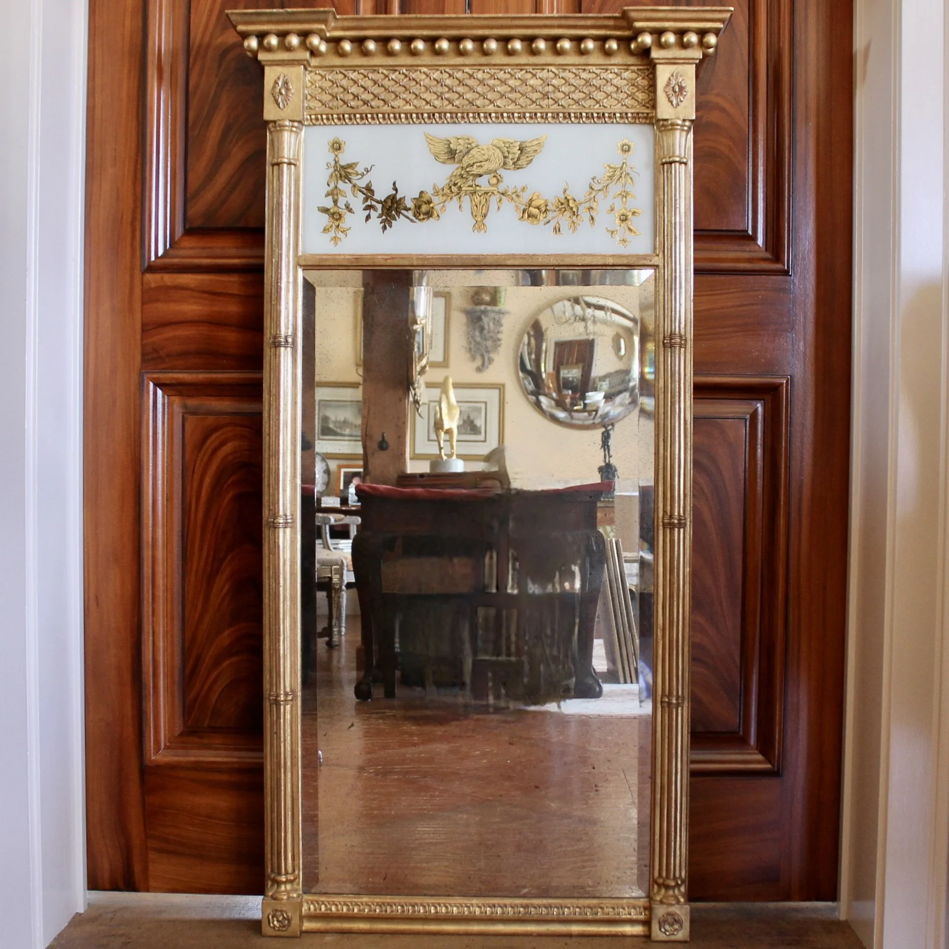 Large Federal Style Gilt Wood Tabernacle Pier Mirror