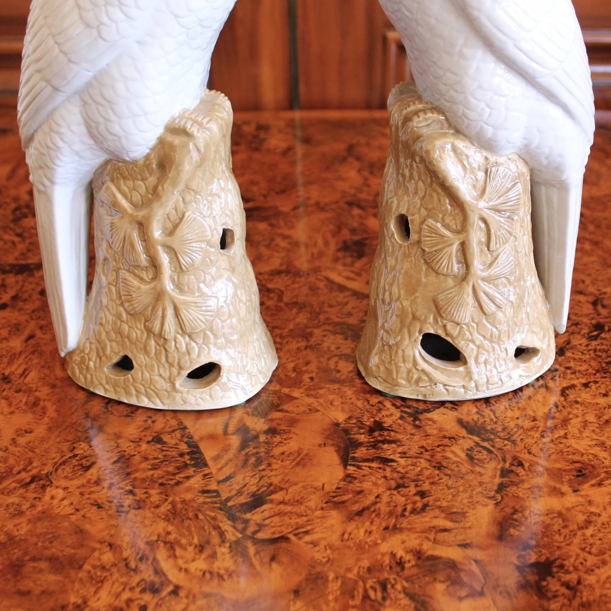 Pair of Fine Chinese Export Porcelain Cockatoos