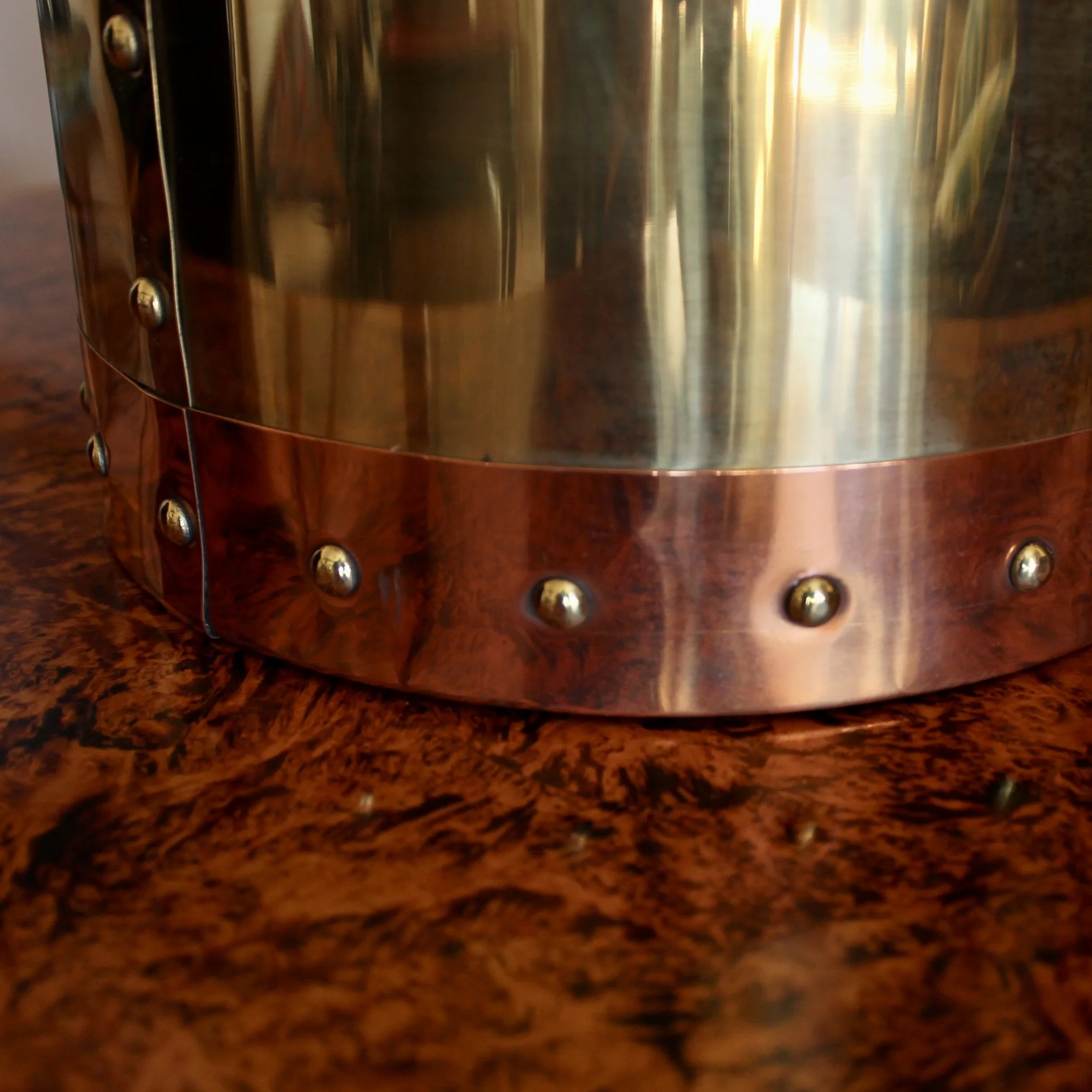 Pair of Copper and Brass Studded Kindling Buckets