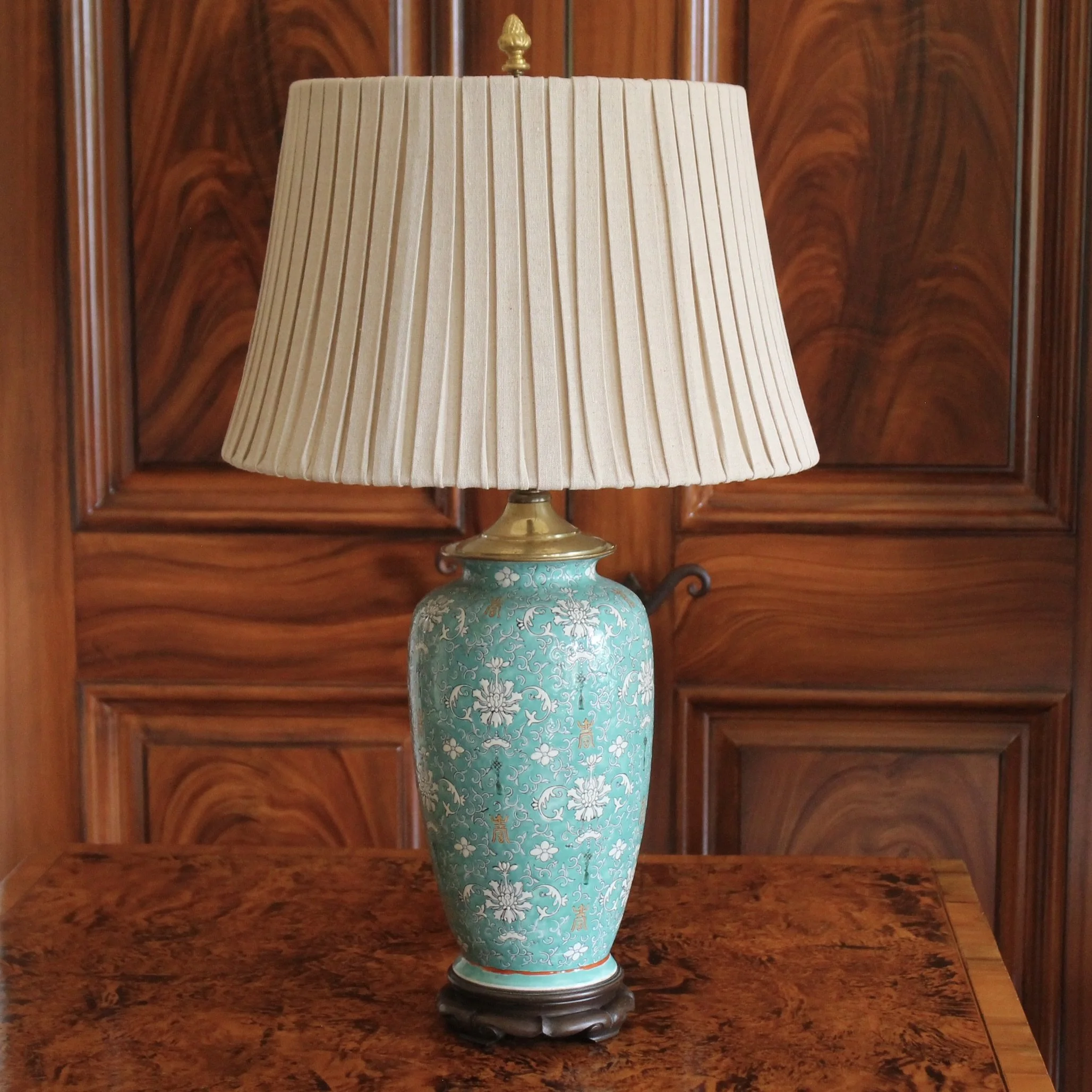 Chinese Turquoise Porcelain Vase Lamp