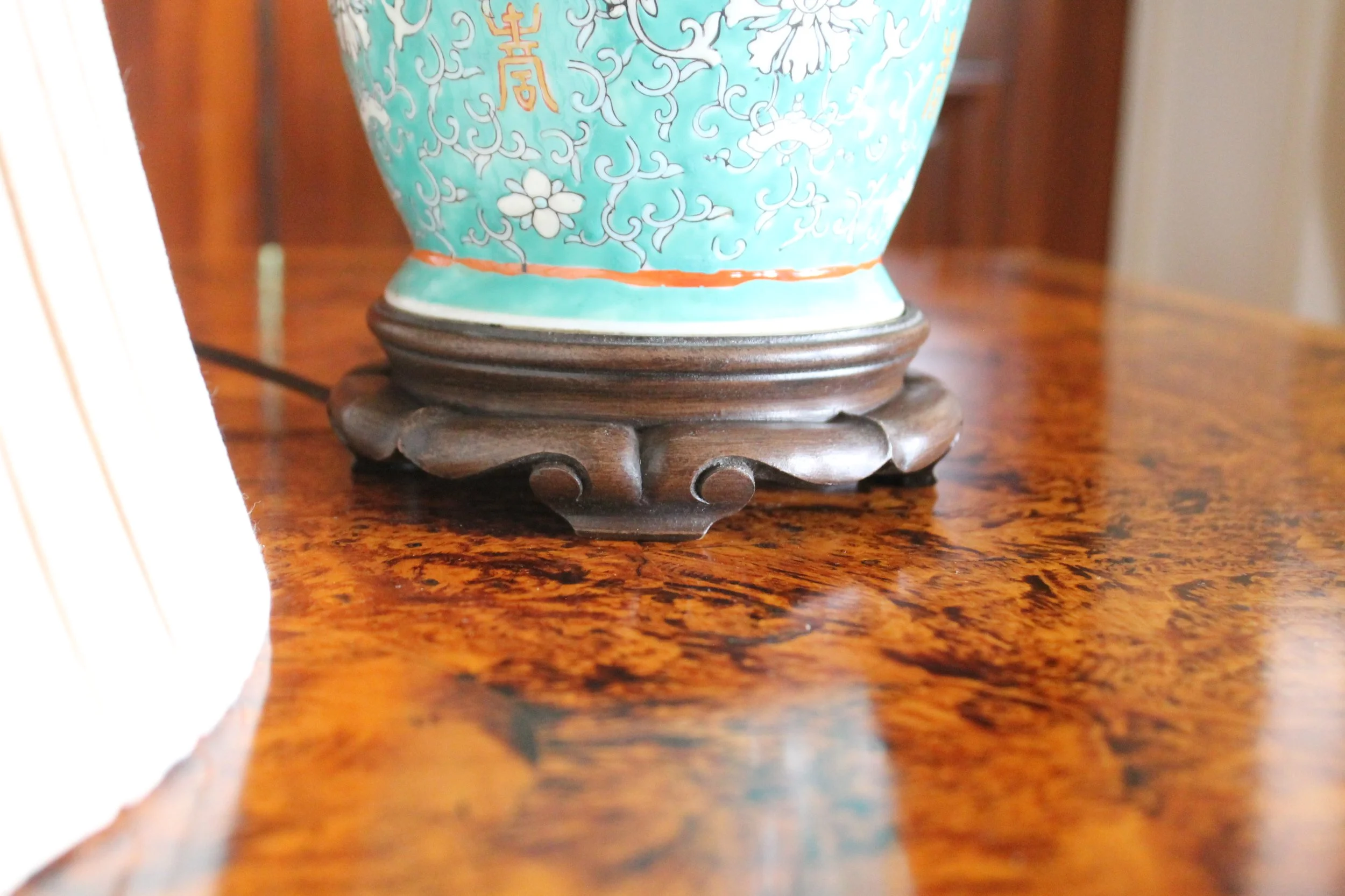 Chinese Turquoise Porcelain Vase Lamp