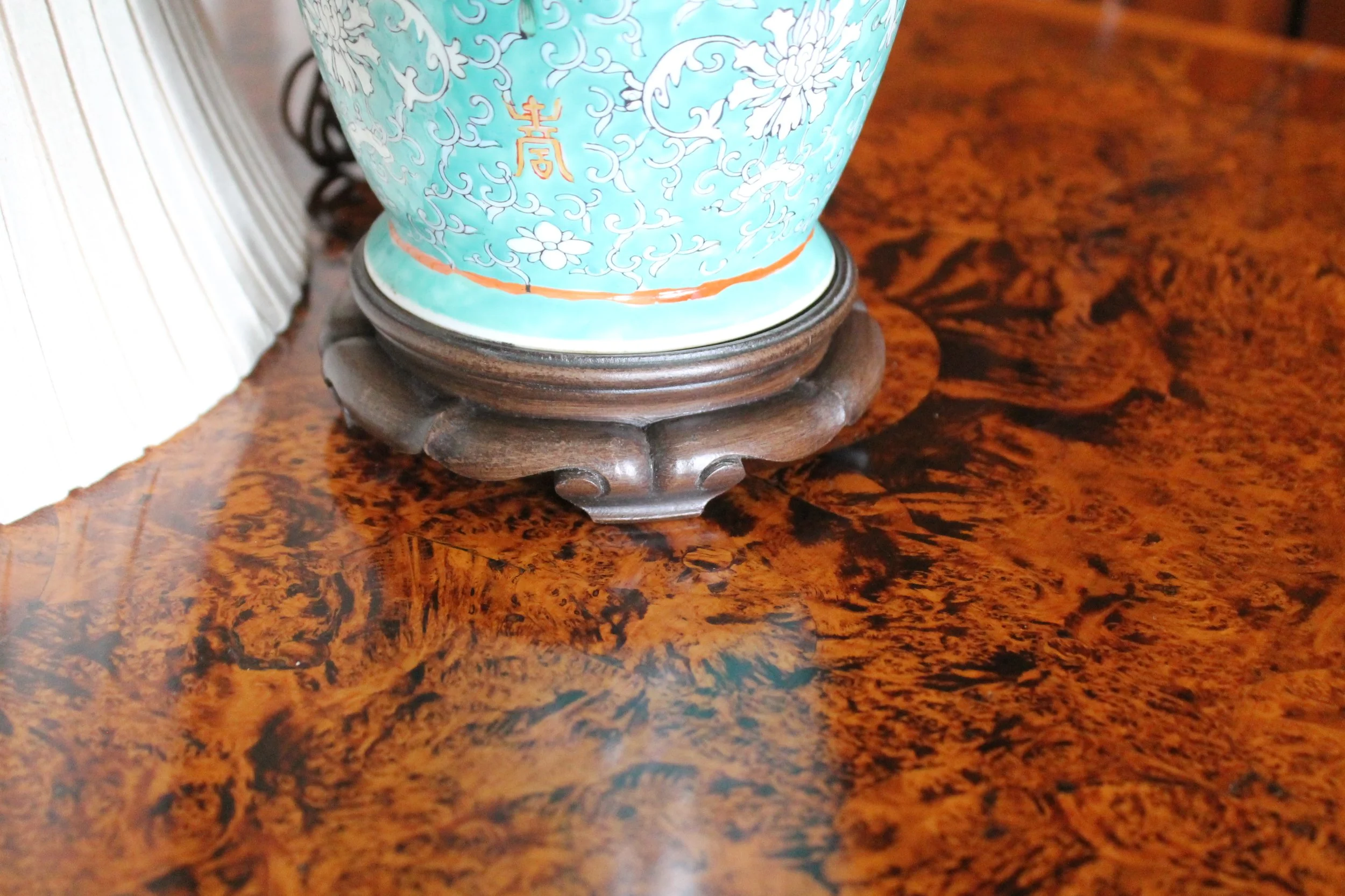 Chinese Turquoise Porcelain Vase Lamp