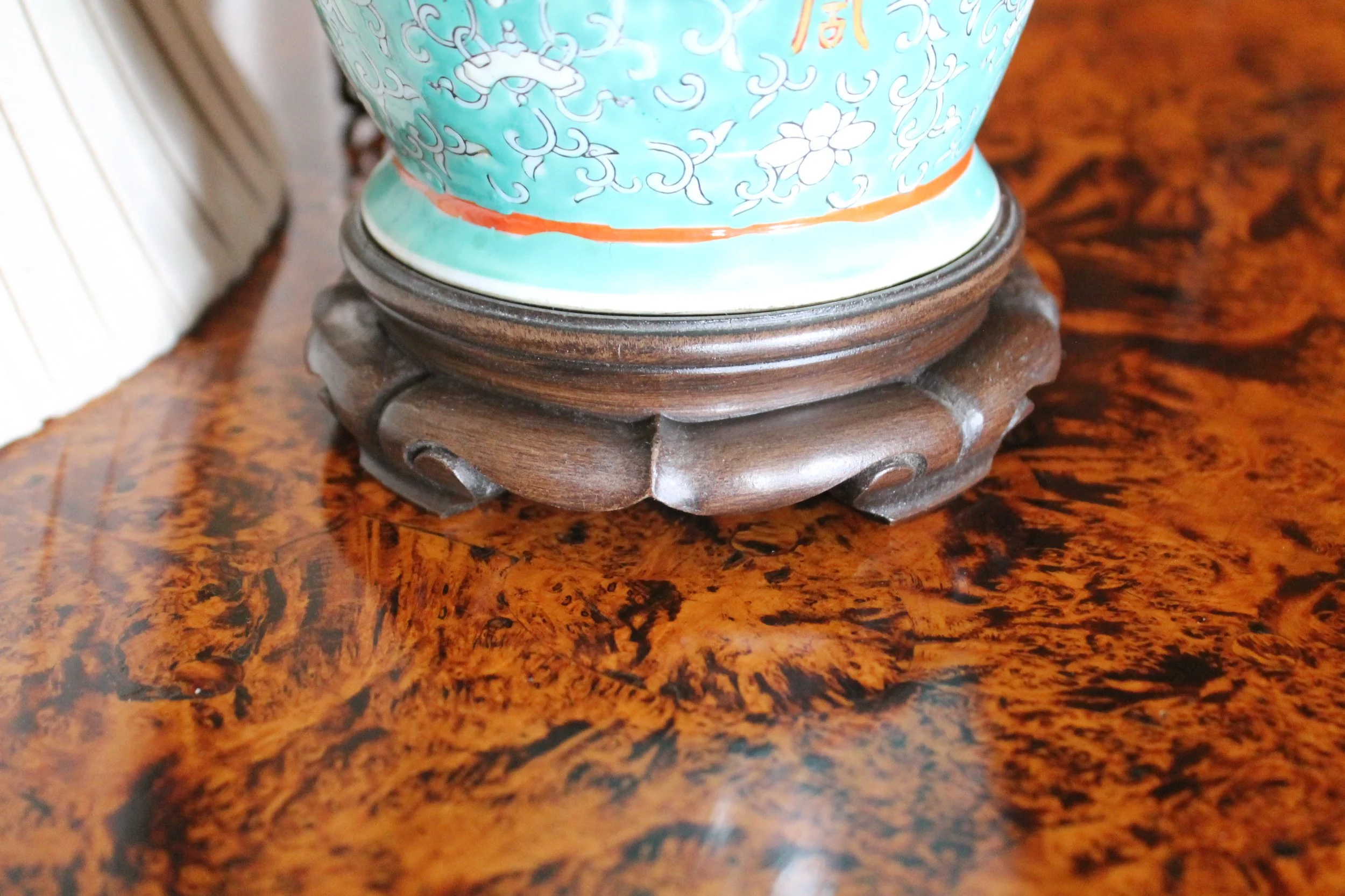 Chinese Turquoise Porcelain Vase Lamp