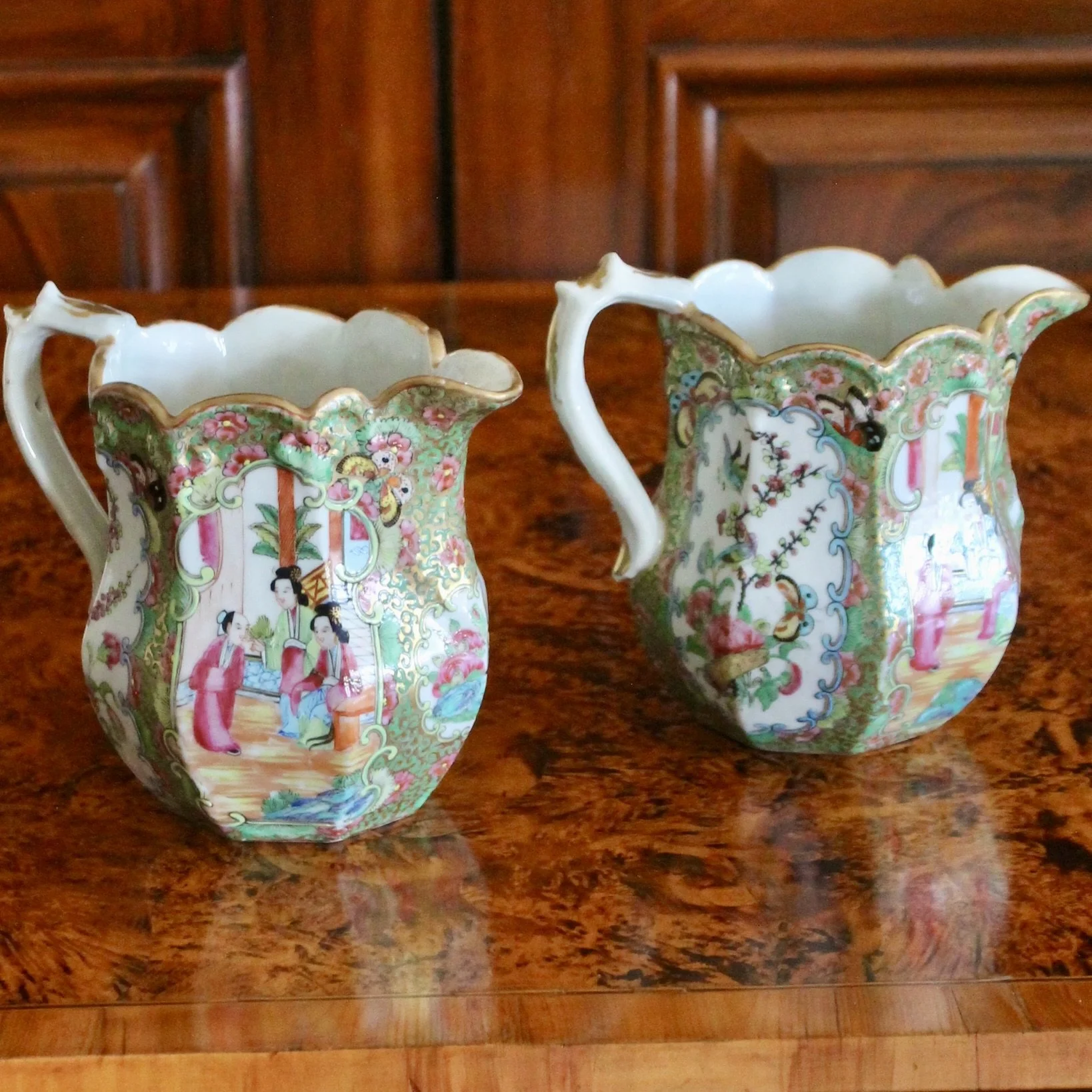 Rose Medallion Porcelain Jugs- a Pair