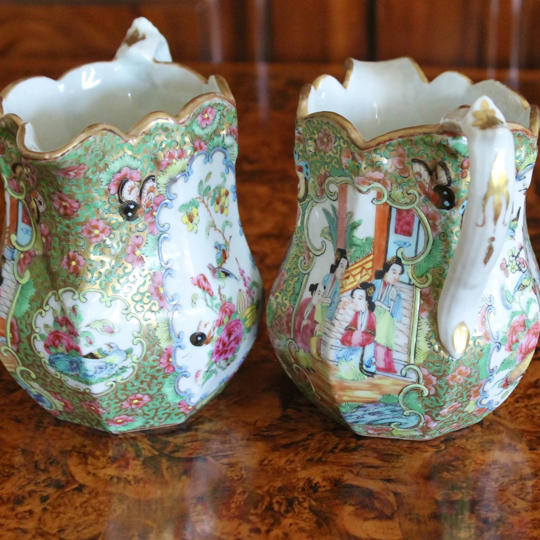 Rose Medallion Porcelain Jugs- a Pair