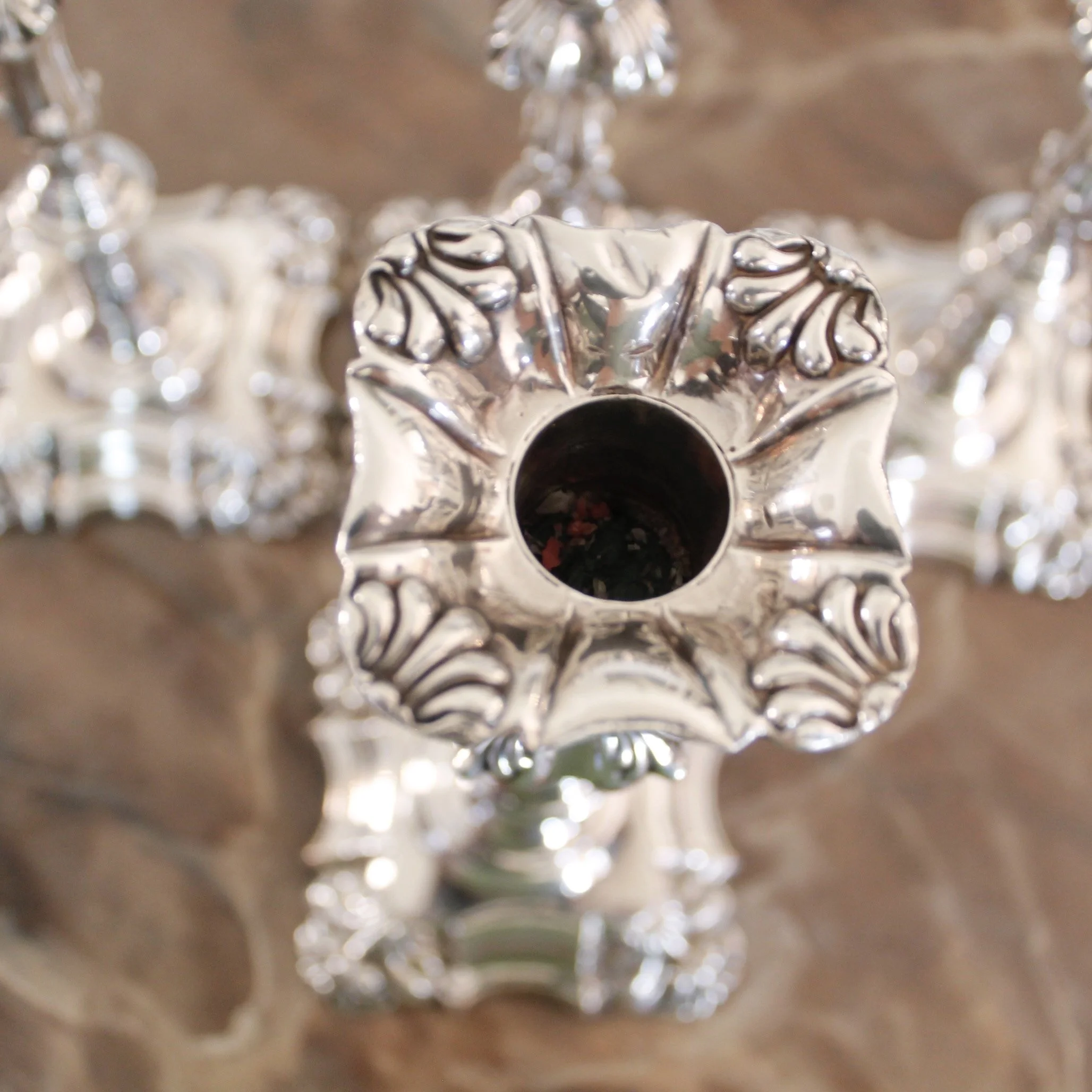 Set of Four George II Style English Silver Plate Candlesticks