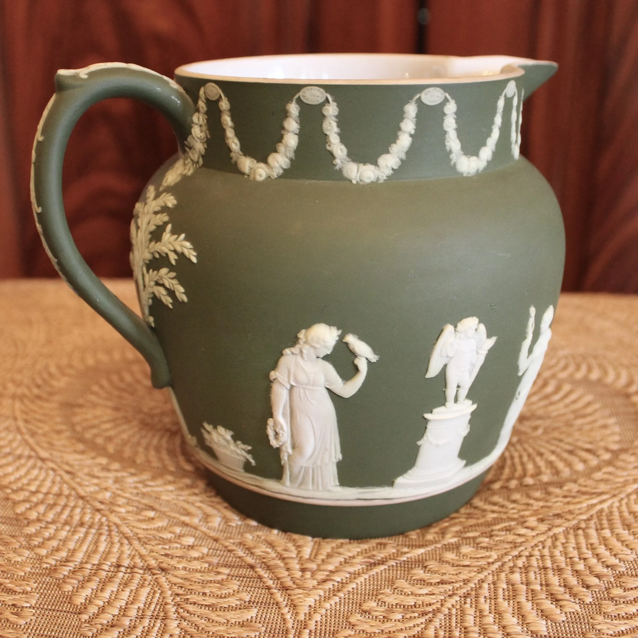 Antique Wedgwood Green Jasperware Jug