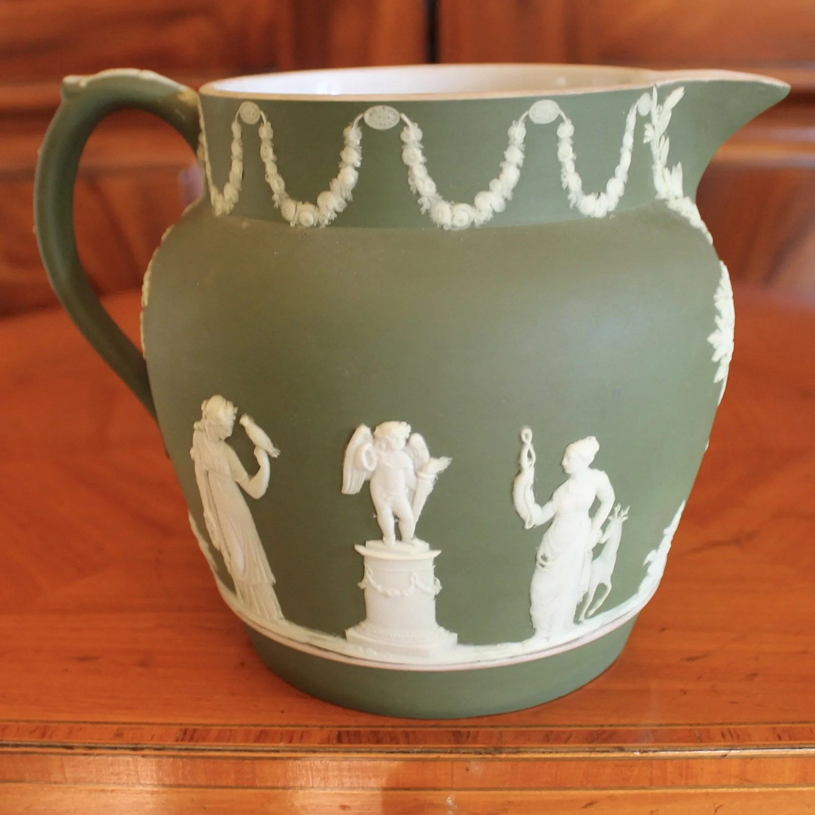 Antique Wedgwood Green Jasperware Jug