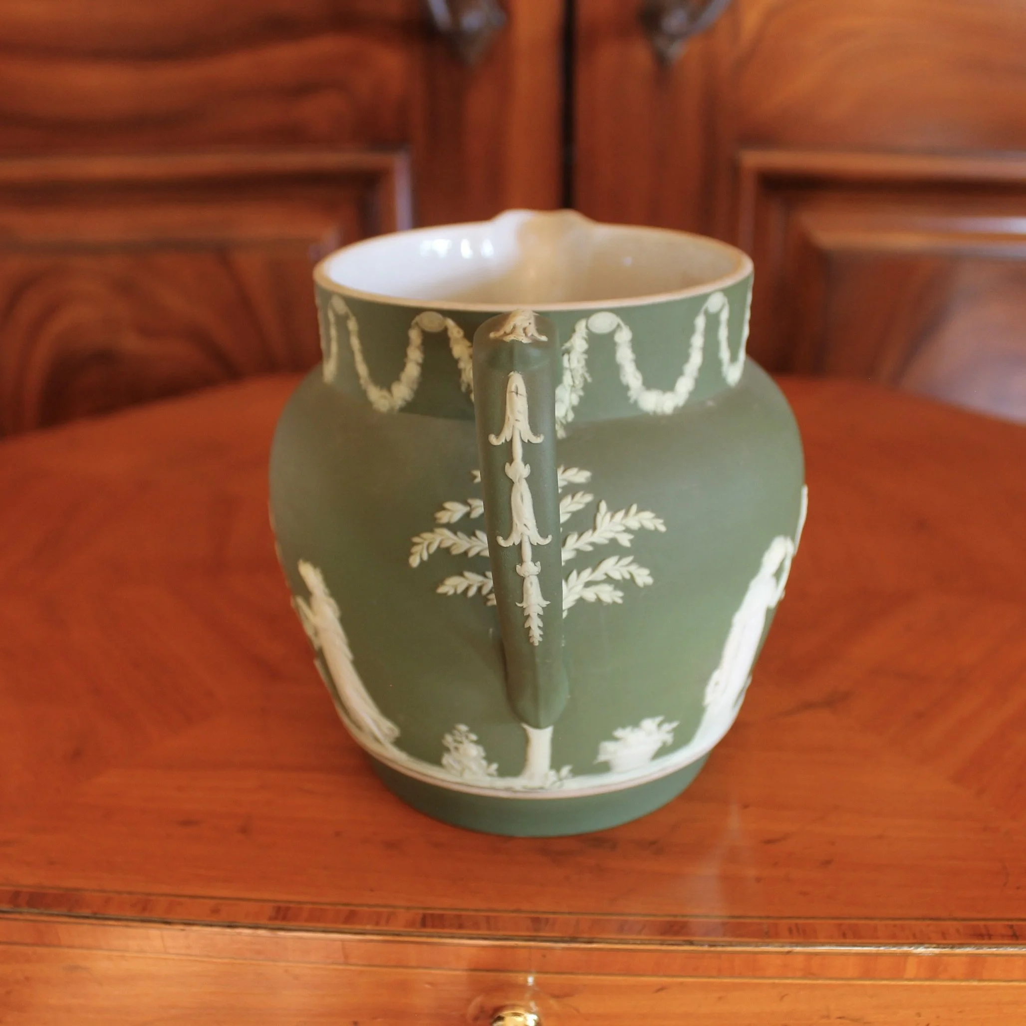 Antique Wedgwood Green Jasperware Jug