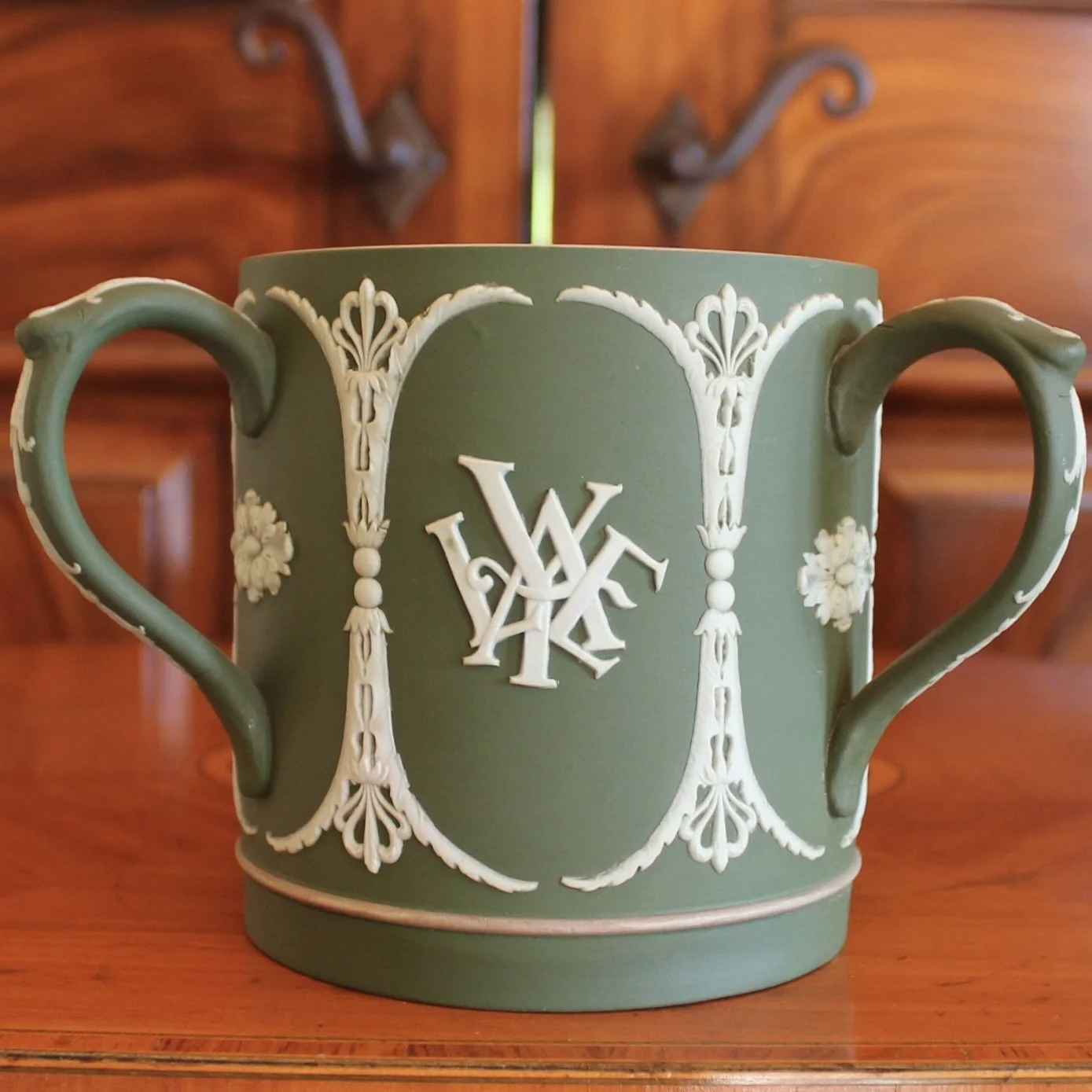Wedgwood Green Jasperware Yale University Loving Cup