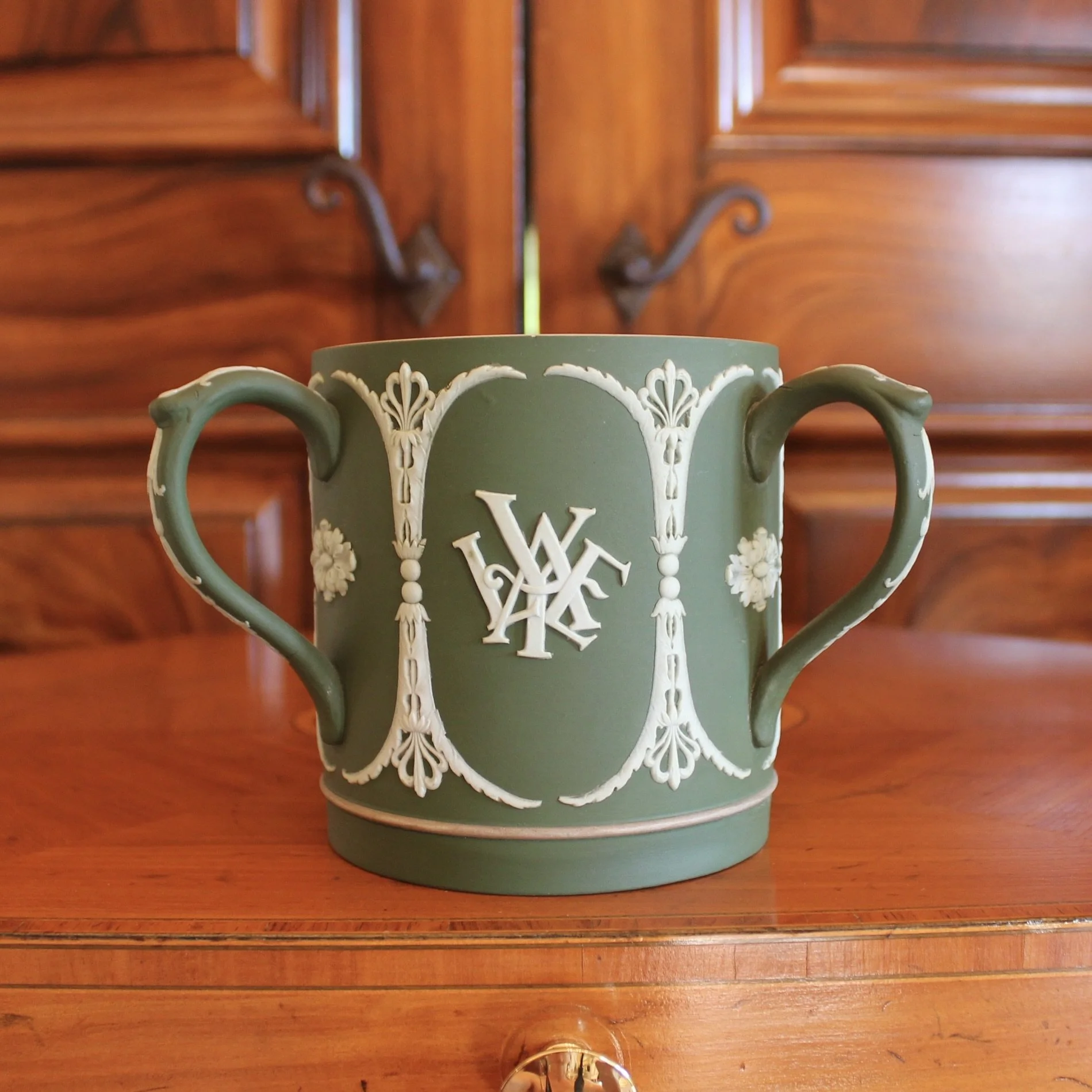 Wedgwood Green Jasperware Yale University Loving Cup