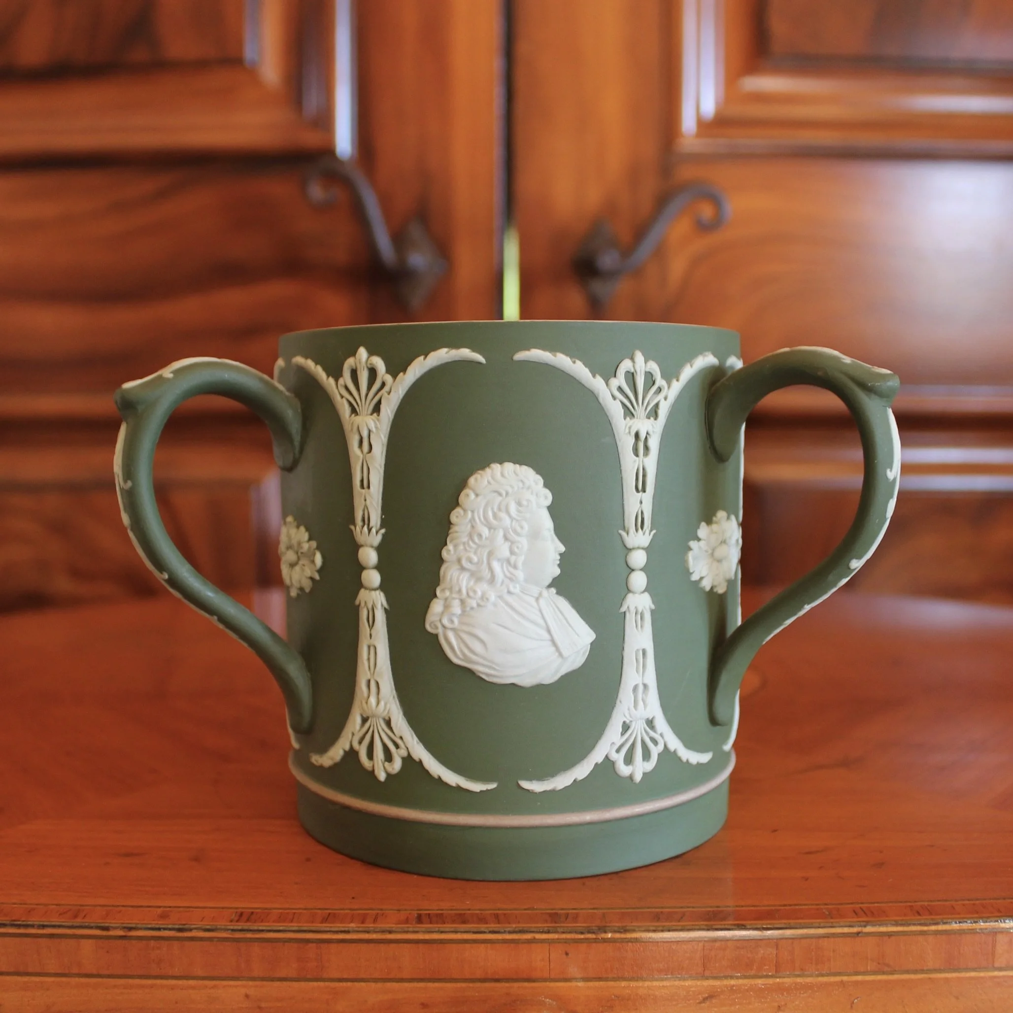 Wedgwood Green Jasperware Yale University Loving Cup
