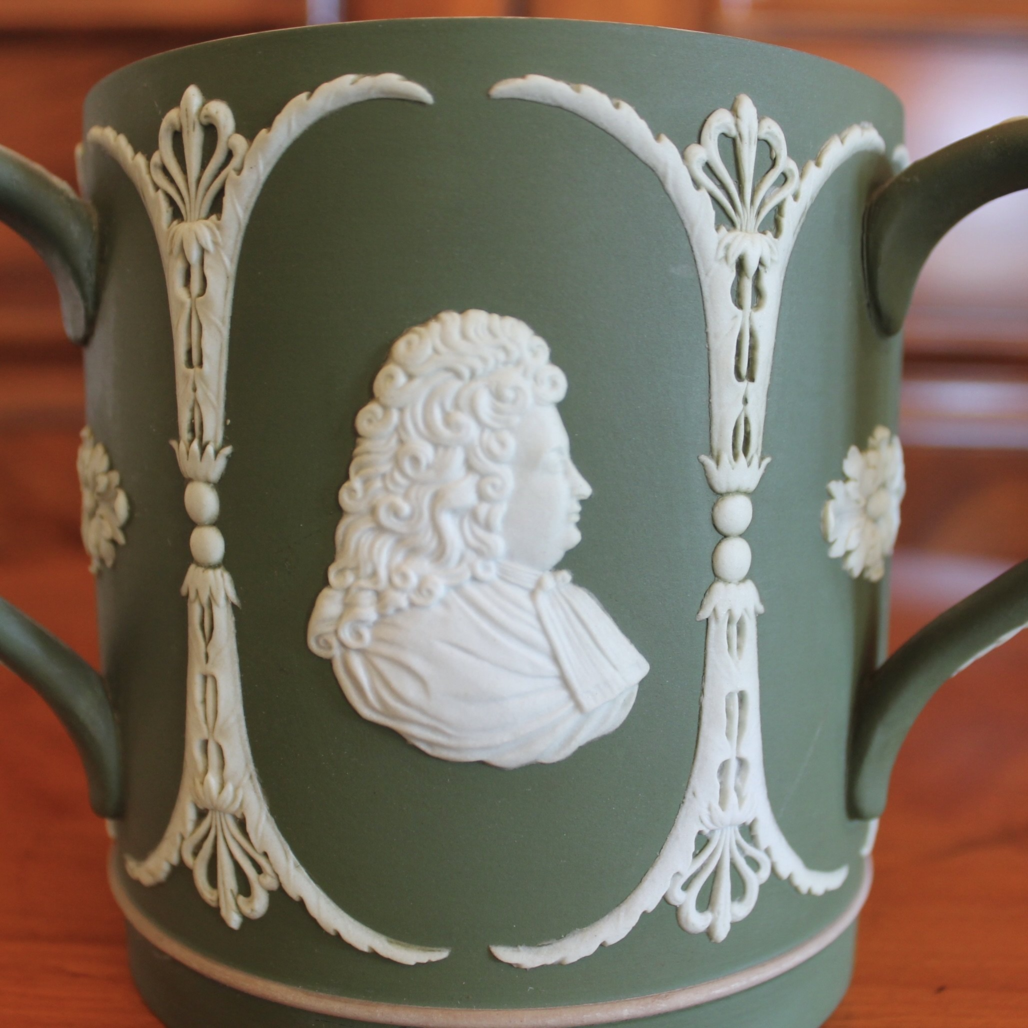Wedgwood Green Jasperware Yale University Loving Cup